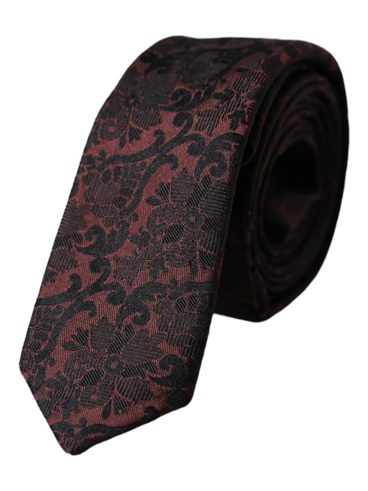 Maroon Floral Fantasy Silk Adjustable Men Tie alternative