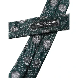 Green Floral Print Silk Adjustable Men Tie