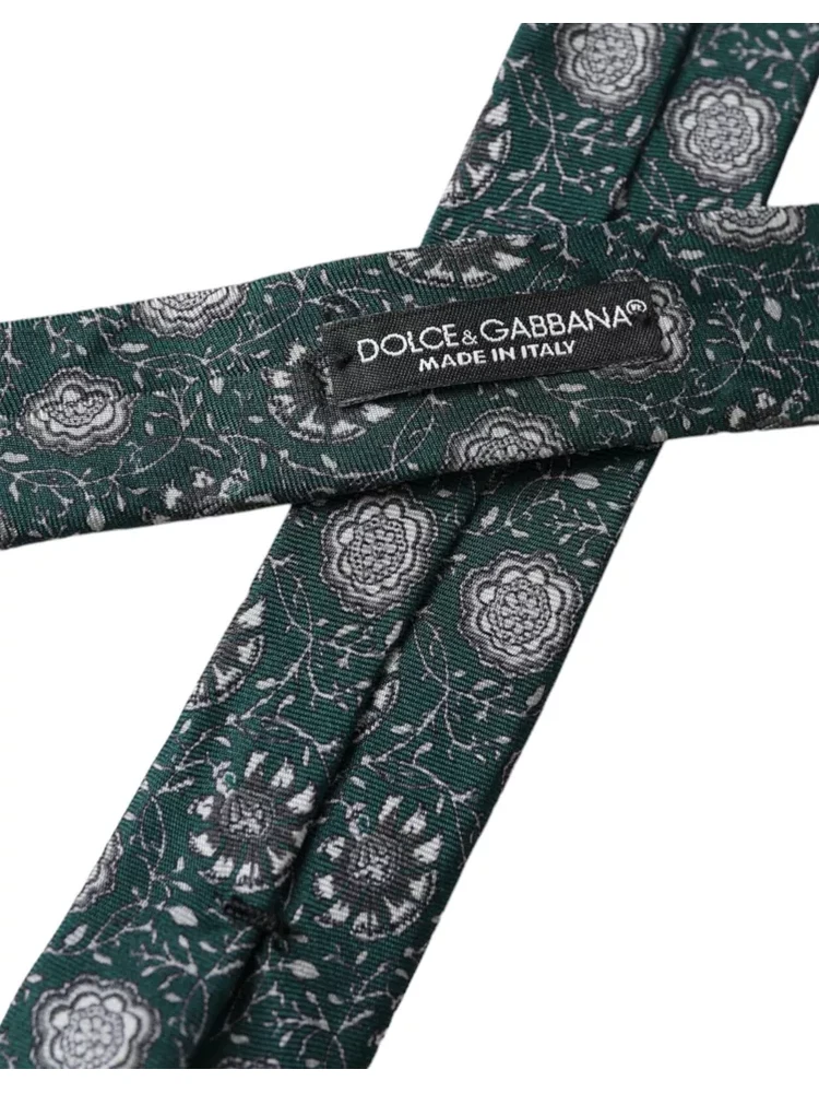 Green Floral Print Silk Adjustable Men Tie alternative