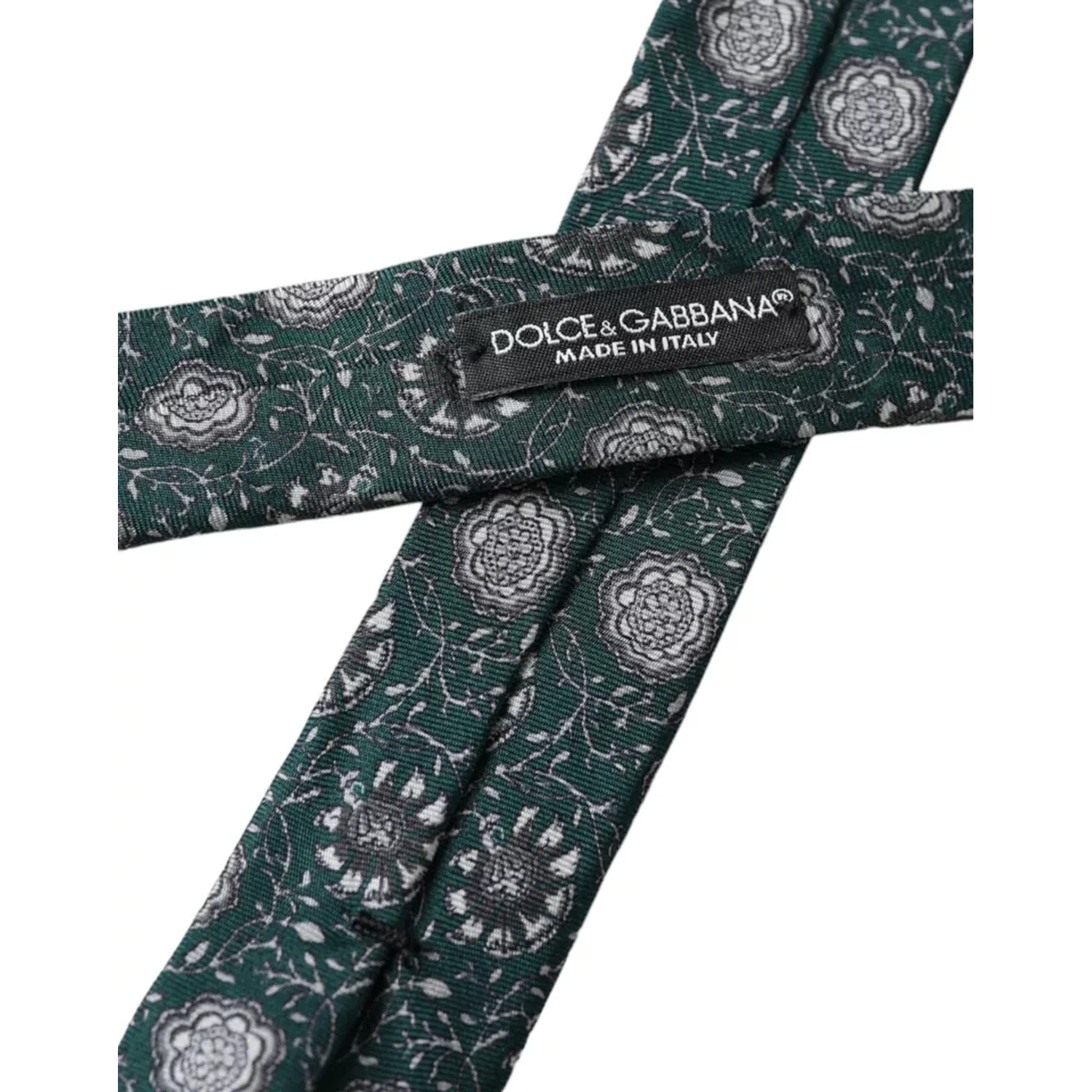Green Floral Print Silk Adjustable Men Tie