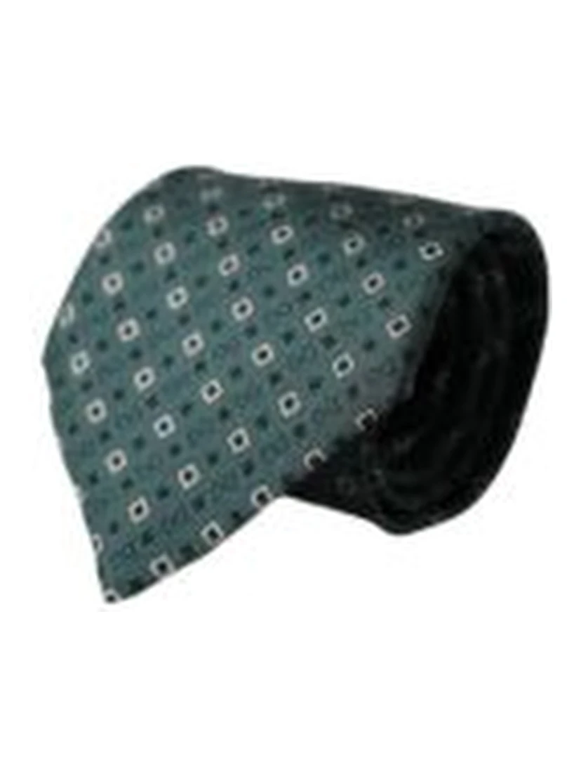 Green Silk Branded Logo Adjustable Men Tie