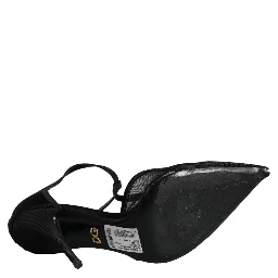 Black Mesh T-strap Stiletto High Heels Shoes