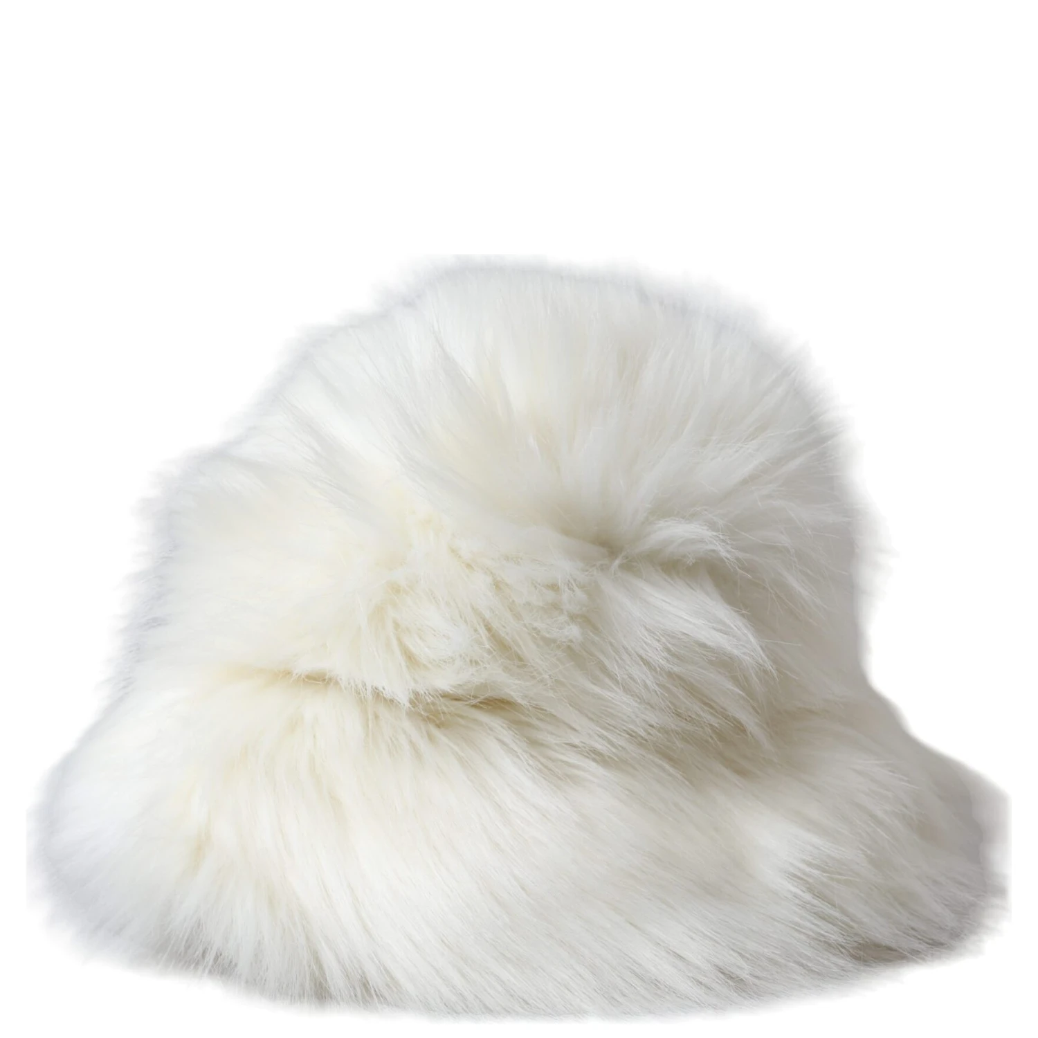 White Acrylic Fur Womens Bucket Hat