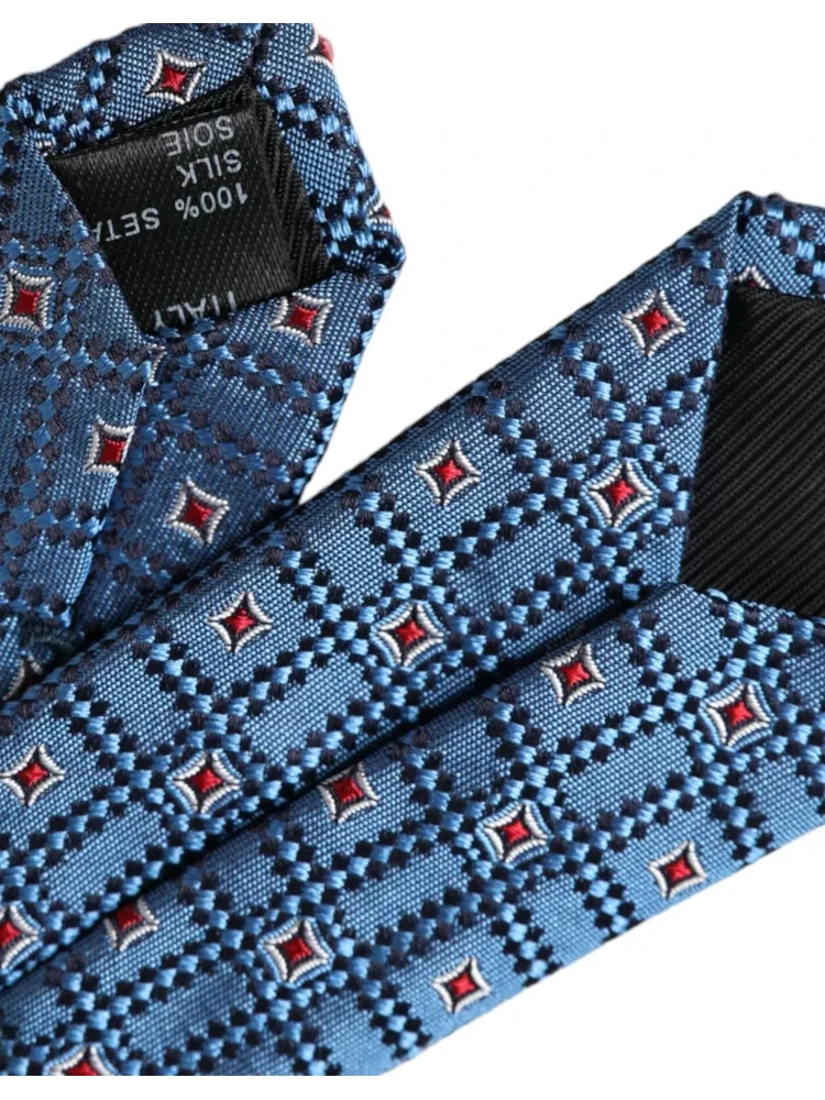Blue Patterned 100% Silk Adjustable Men Tie alternative