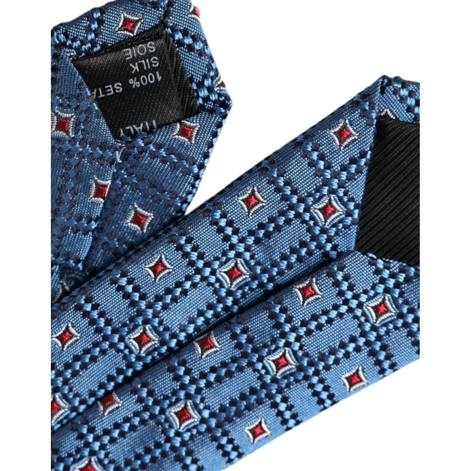 Blue Patterned 100% Silk Adjustable Men Tie