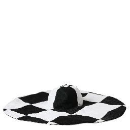 Black White Checkered Wide Brim Floppy Hat