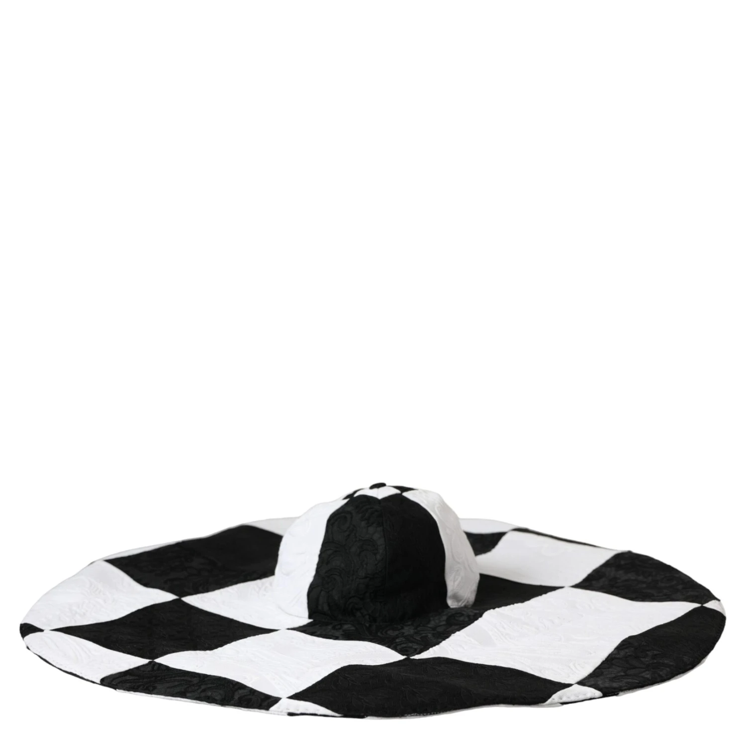 Black White Checkered Wide Brim Floppy Hat