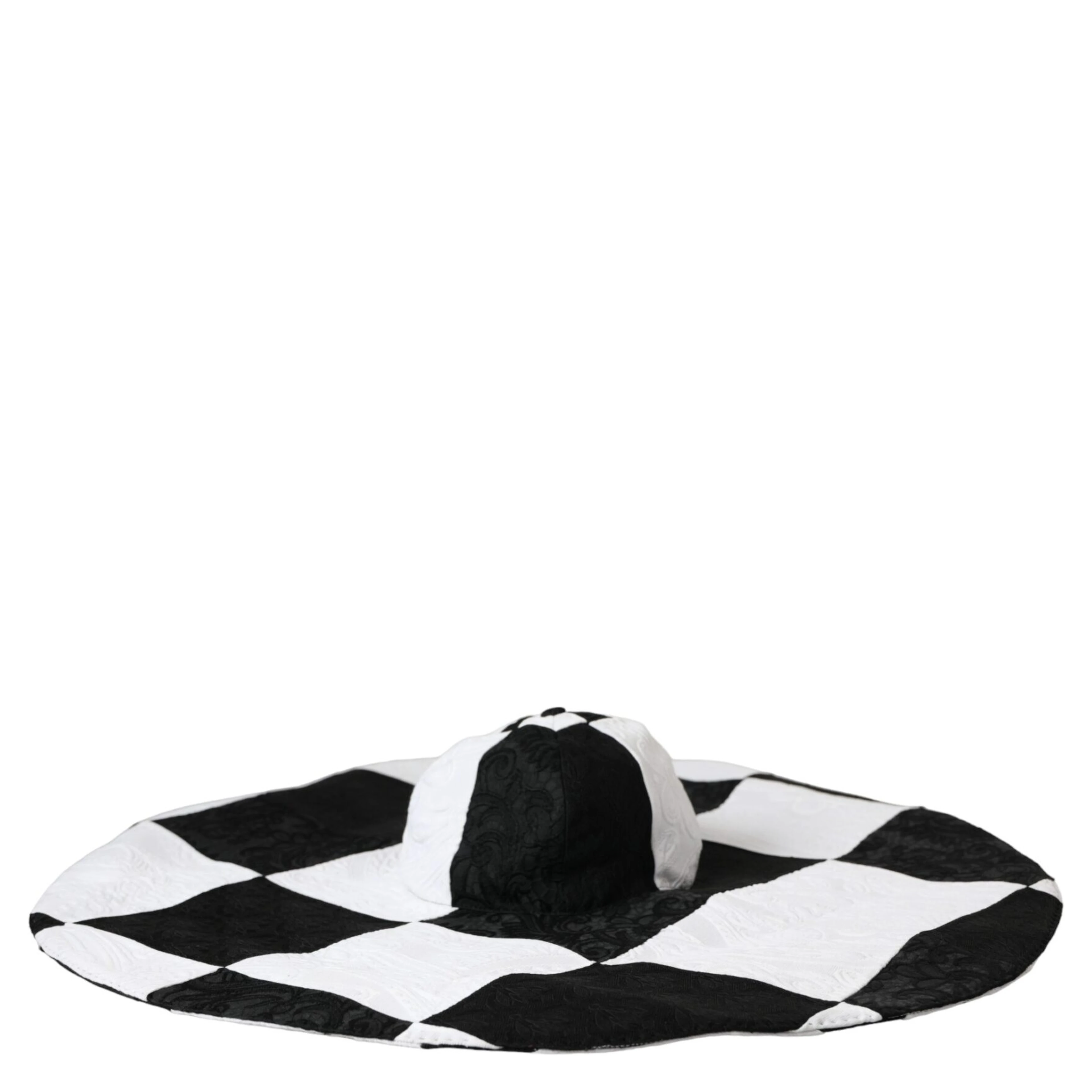 Black White Checkered Wide Brim Floppy Hat