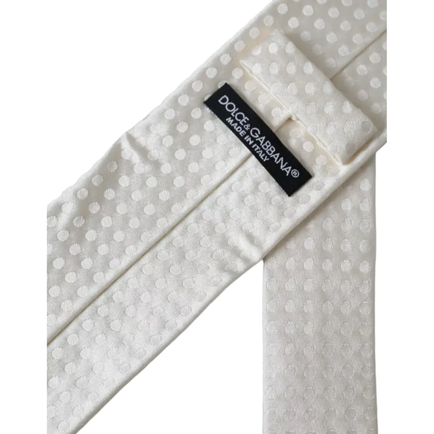 White Dotted Silk Classic Adjustable Men Tie