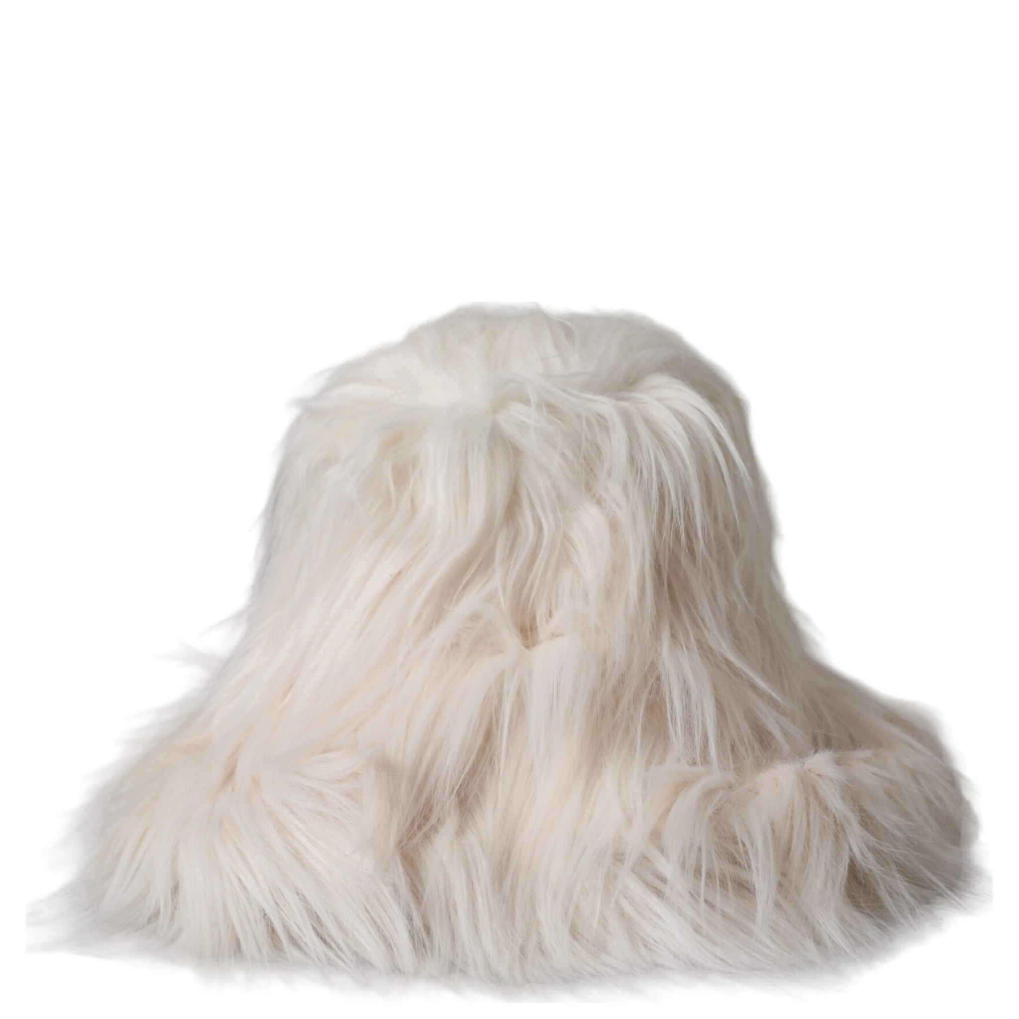 Off White Acrylic Fur Womens Bucket Hat