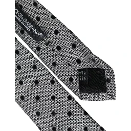 Black White Dot Fantasy Silk Adjustable Men Tie