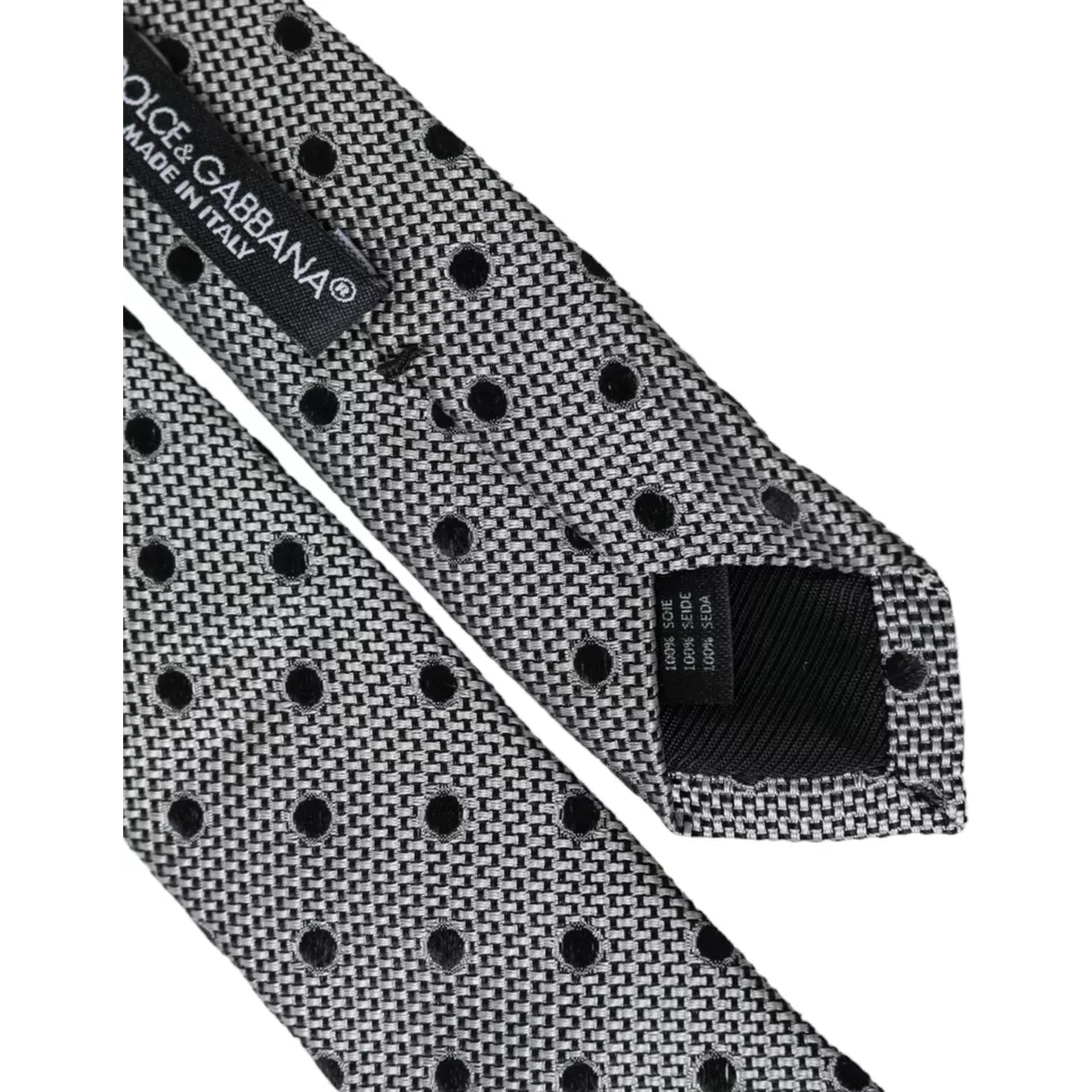 Black White Dot Fantasy Silk Adjustable Men Tie