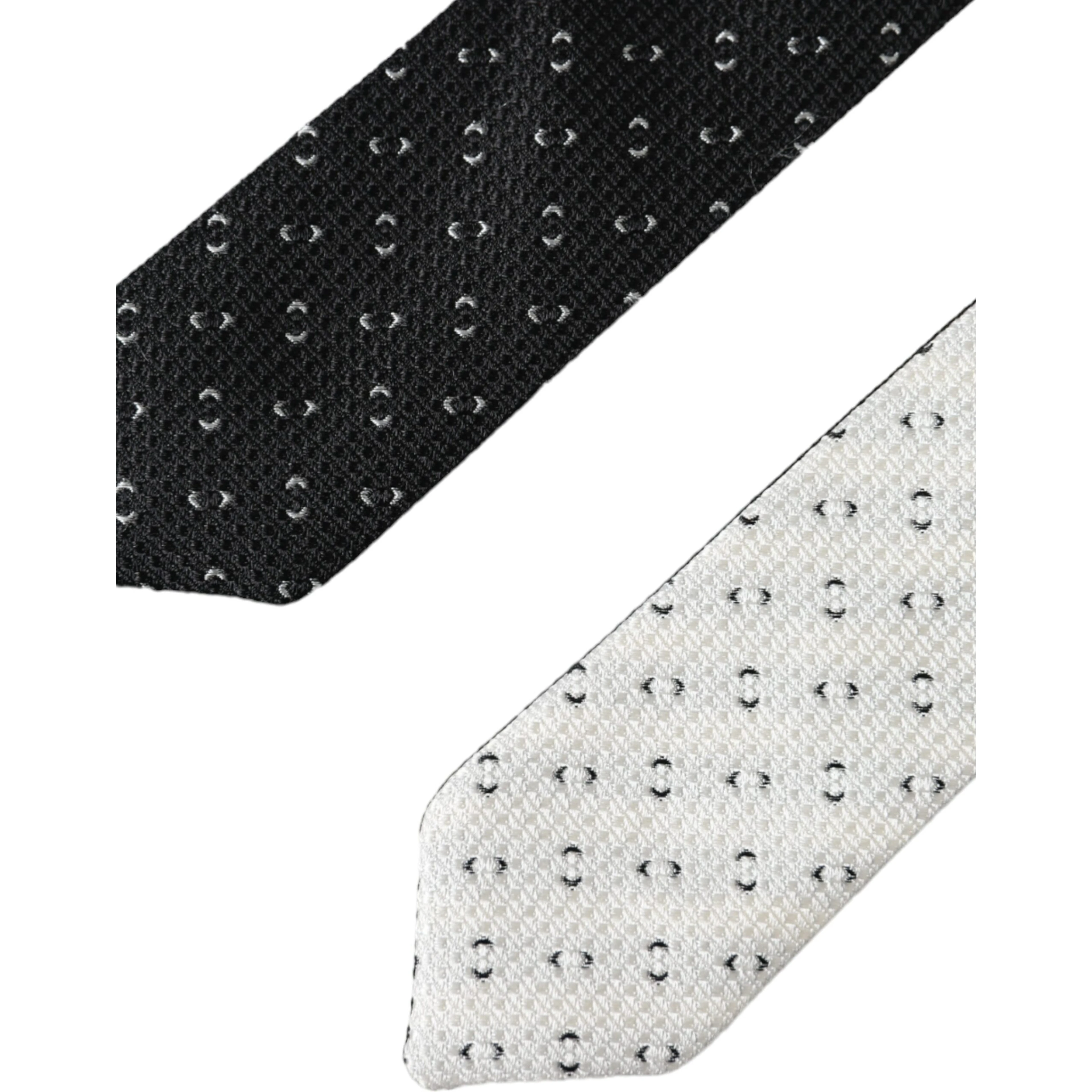 Black White Patterned Adjustable Tie