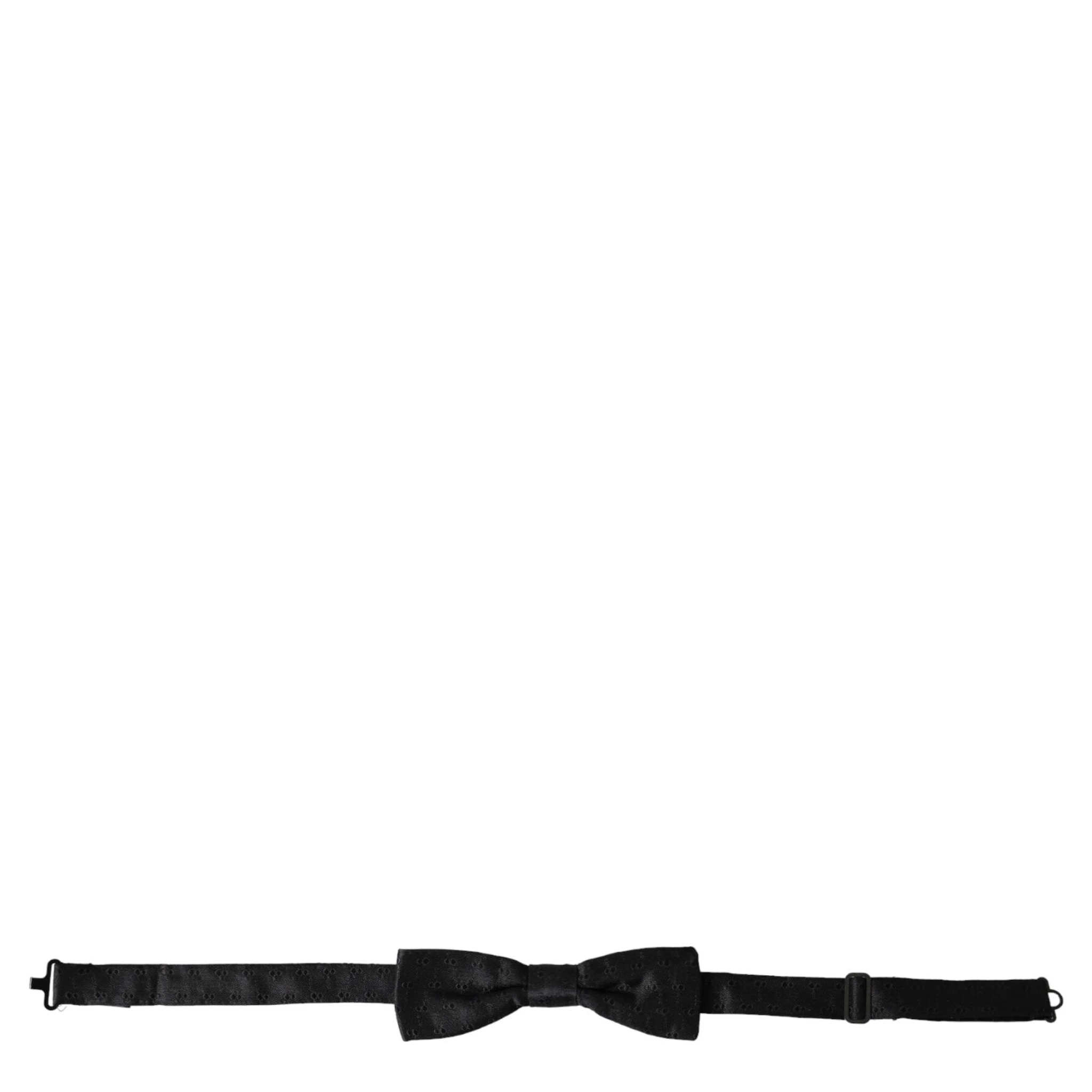 Black Silk Patterned Adjustable Neck Men Bow Tie