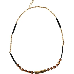 Black Gold Wooden Beaded Logo Pendant