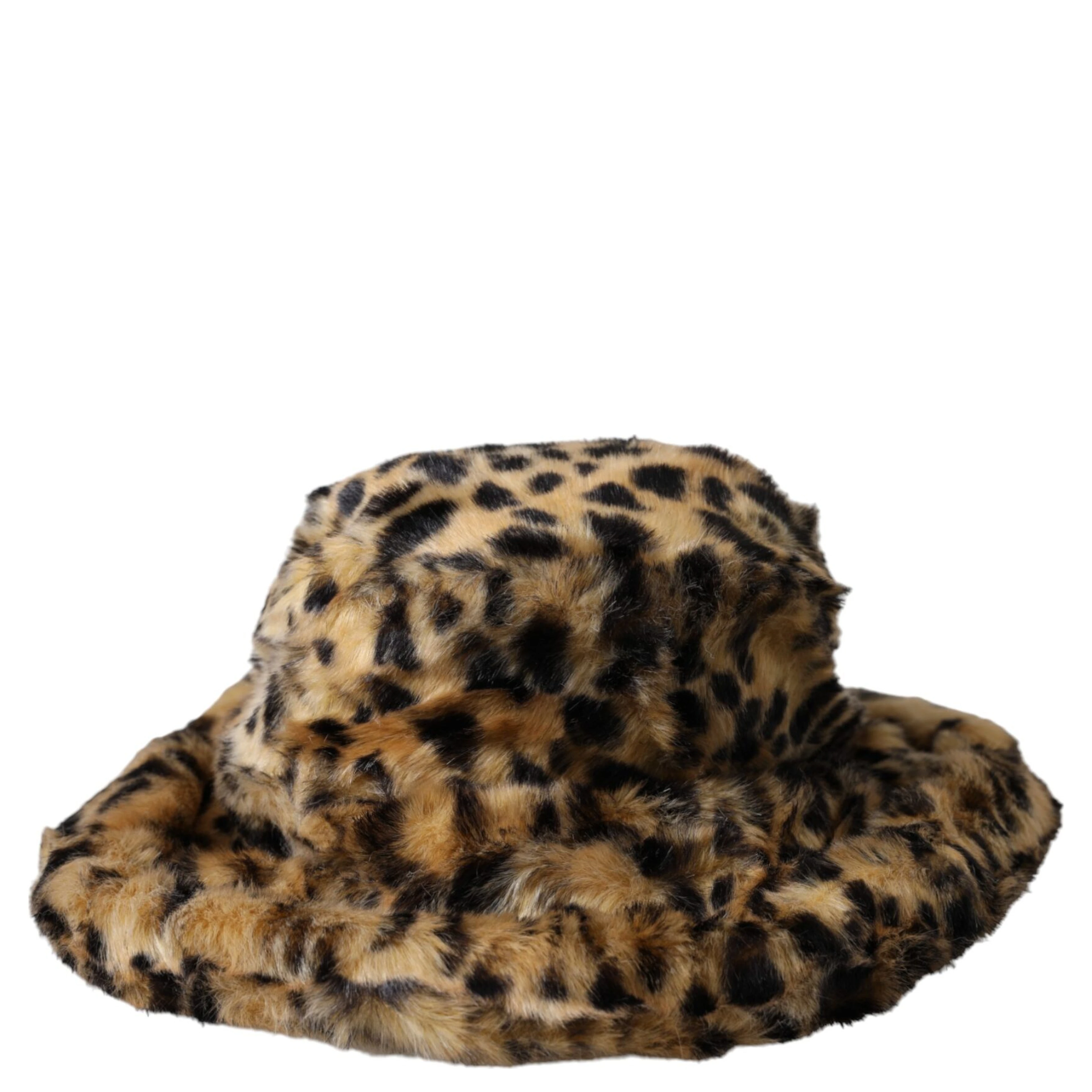 Brown Leopard Fur Women Bucket Hat