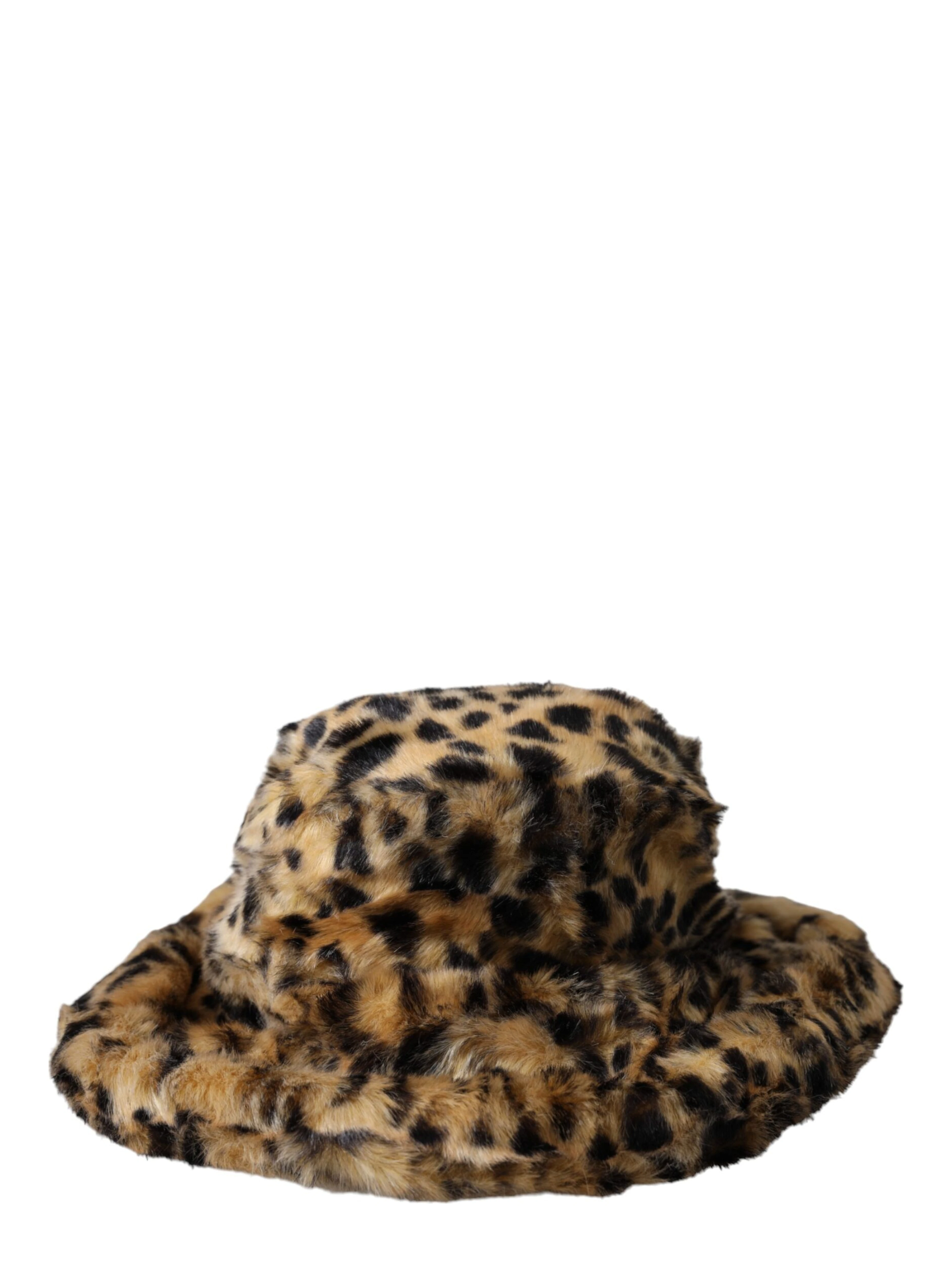 Brown Leopard Fur Women Bucket Hat