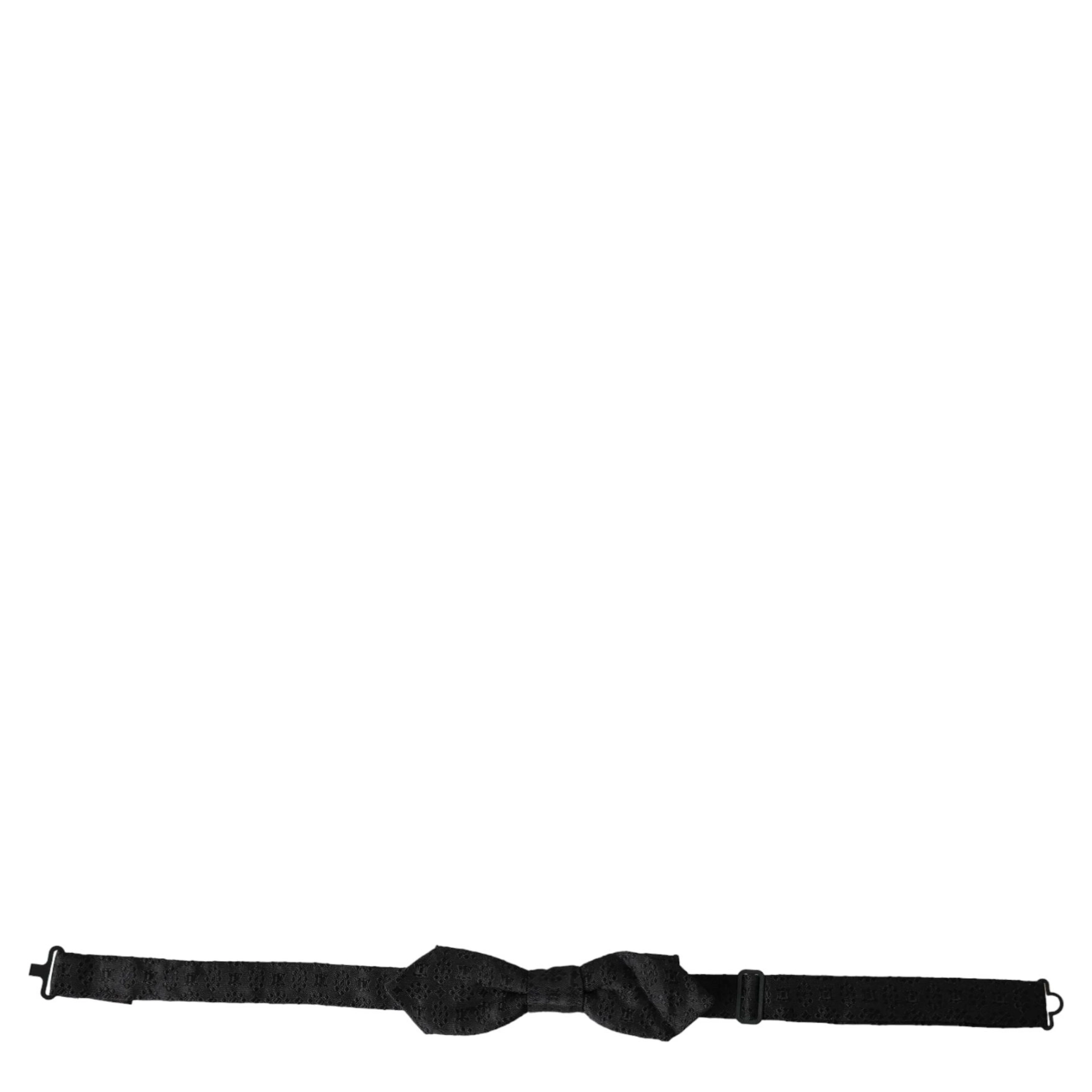 Black Silk Fantasy Adjustable Neck Men Bow Tie