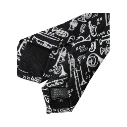 Black Trumpet Print Silk Adjustable Tie