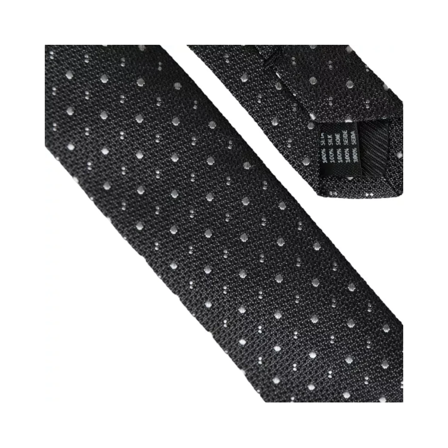 Black Polka Dot Silk Adjustable Men Tie