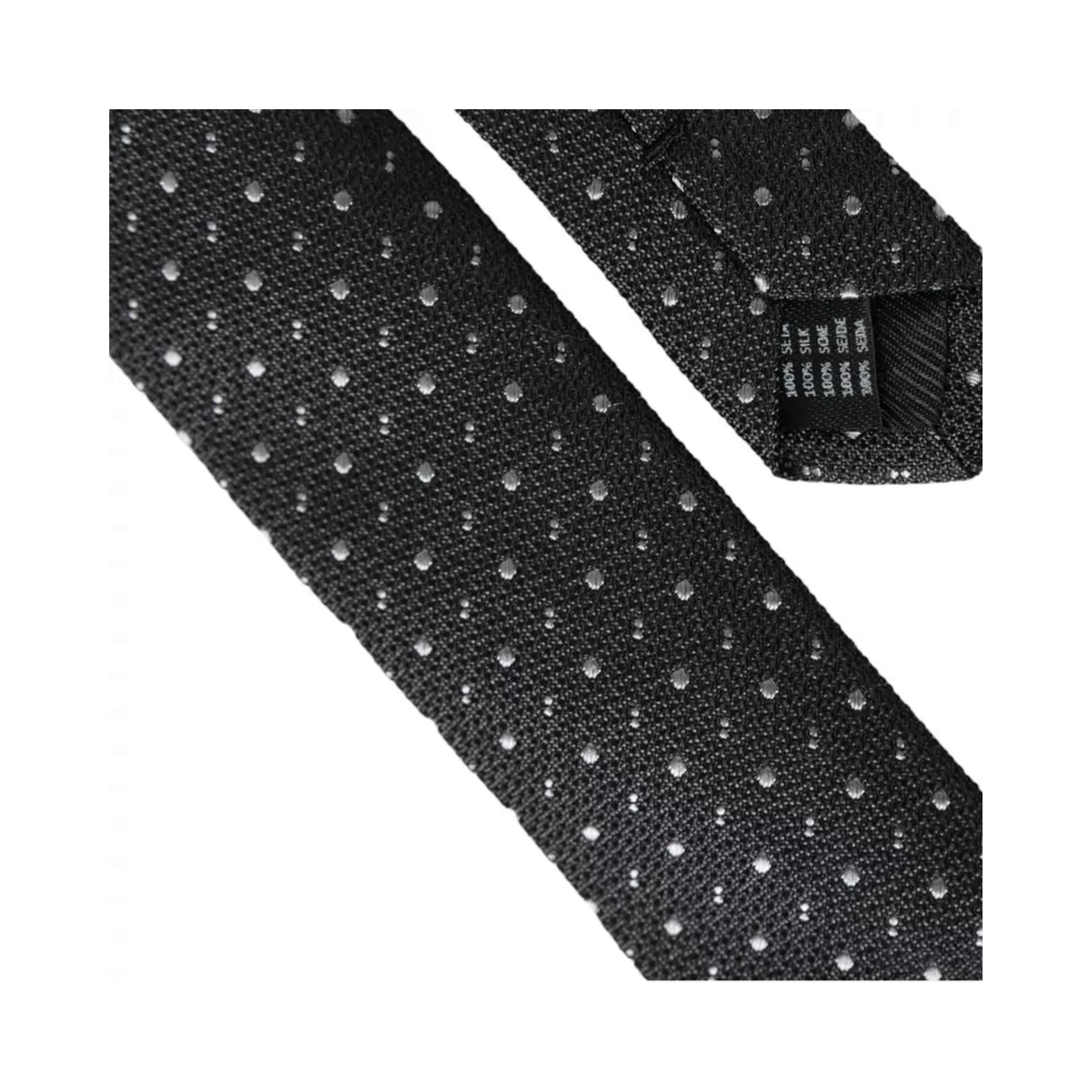 Black Polka Dot Silk Adjustable Men Tie