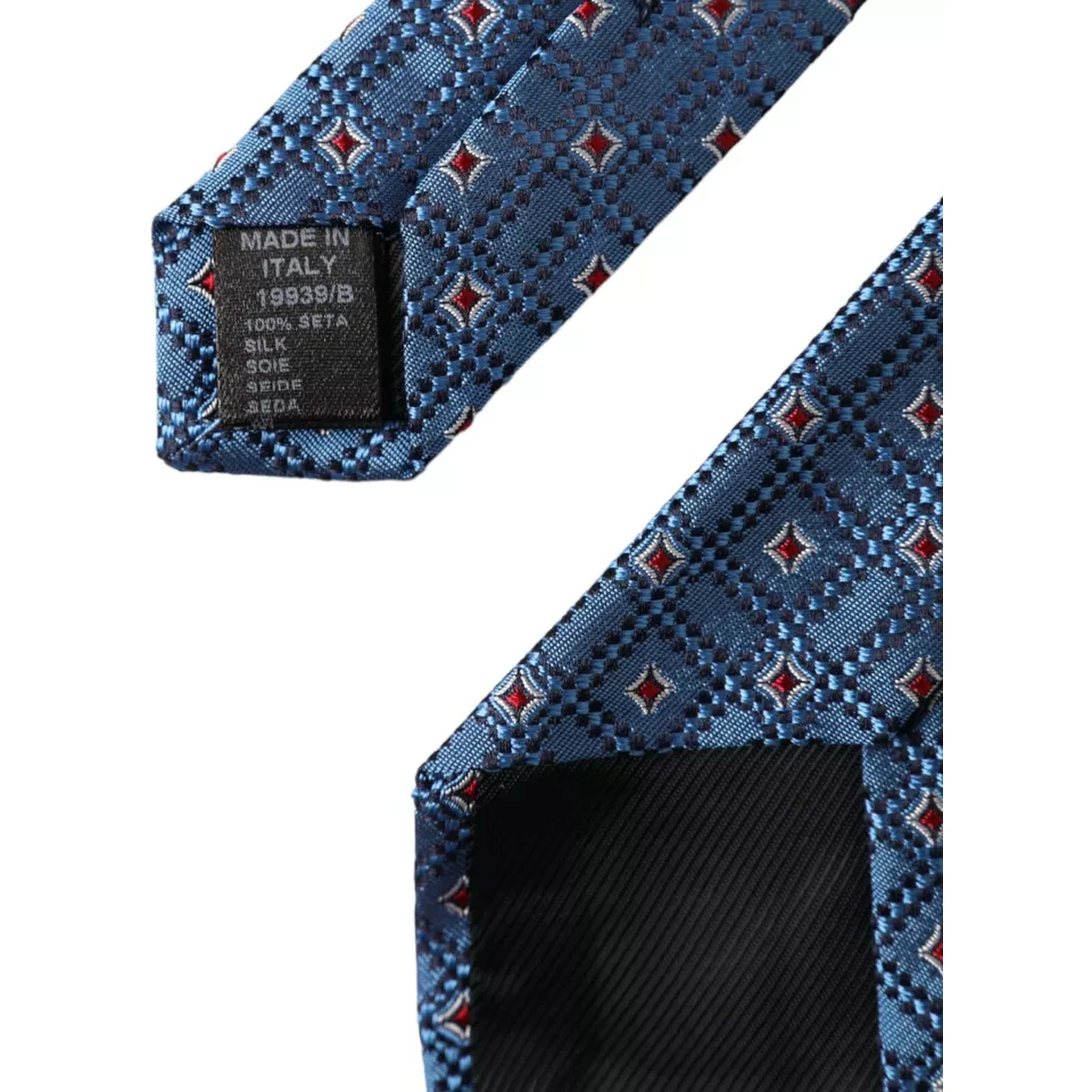 Blue Patterned 100% Silk Adjustable Men Tie