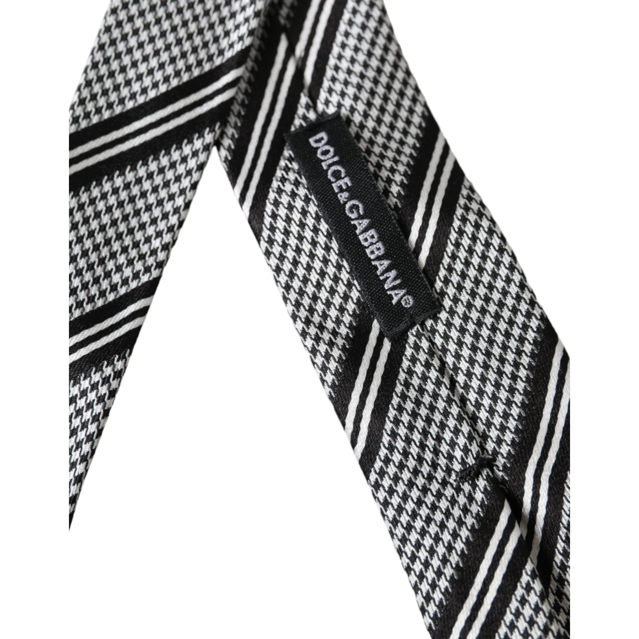 Black White Stripes Silk Adjustable Tie