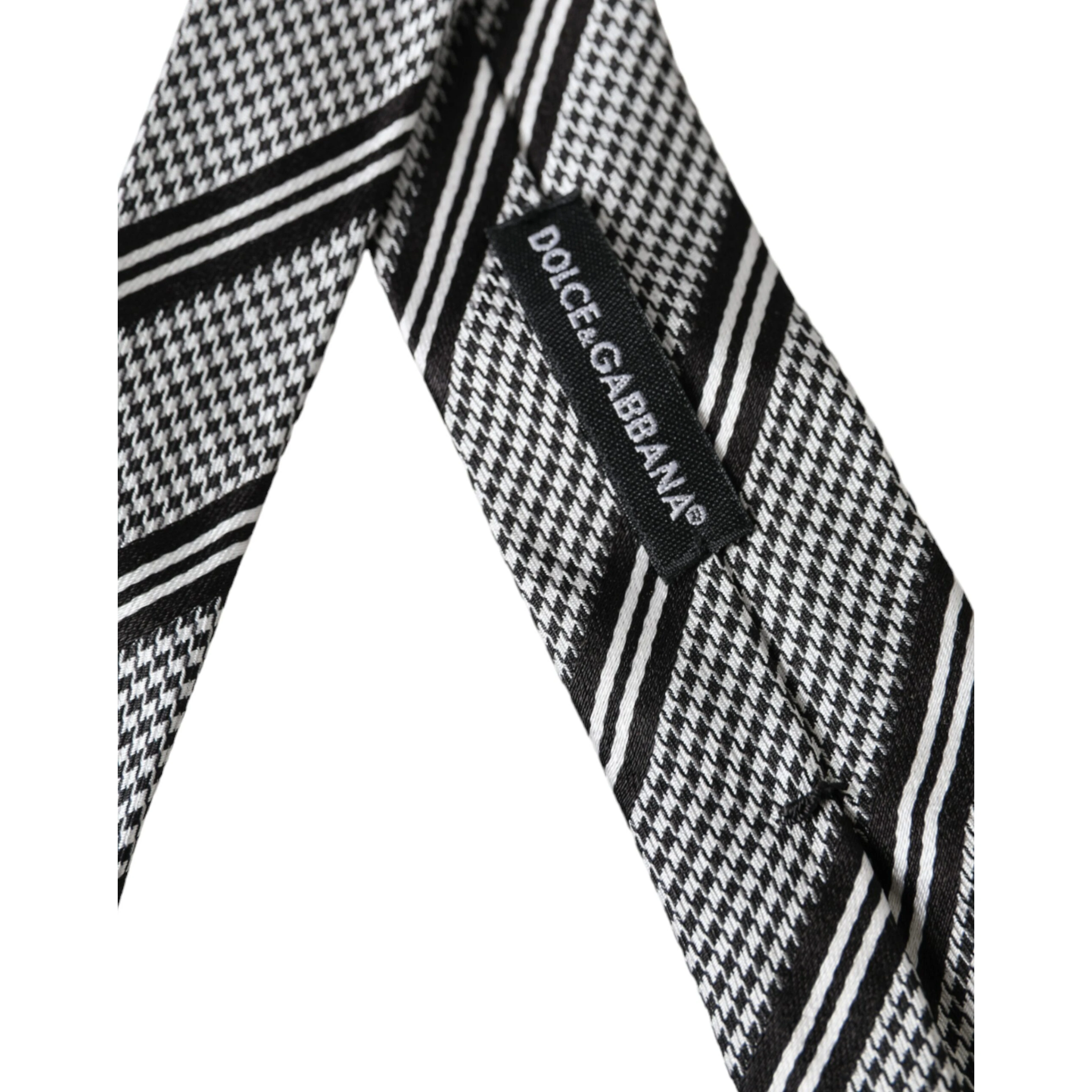 Black White Stripes Silk Adjustable Tie
