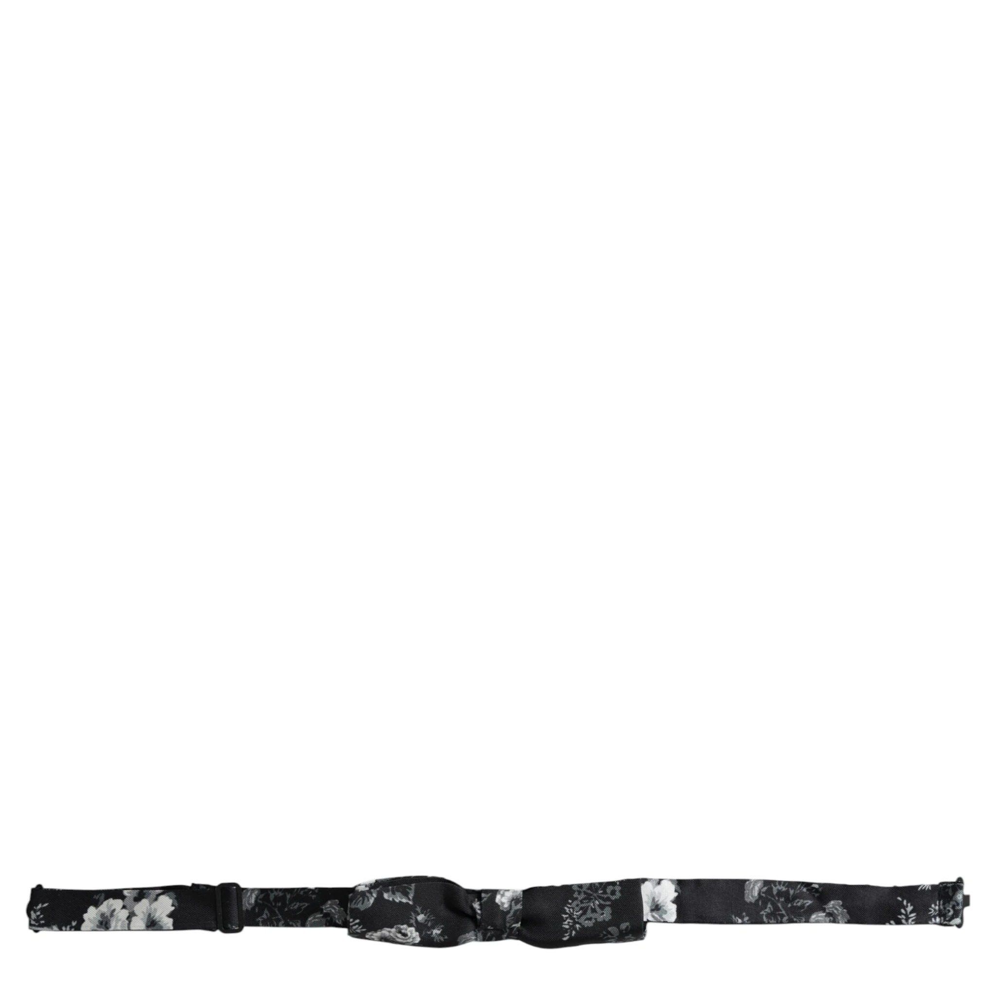 Black Floral Silk Adjustable Neck Men Bow Tie