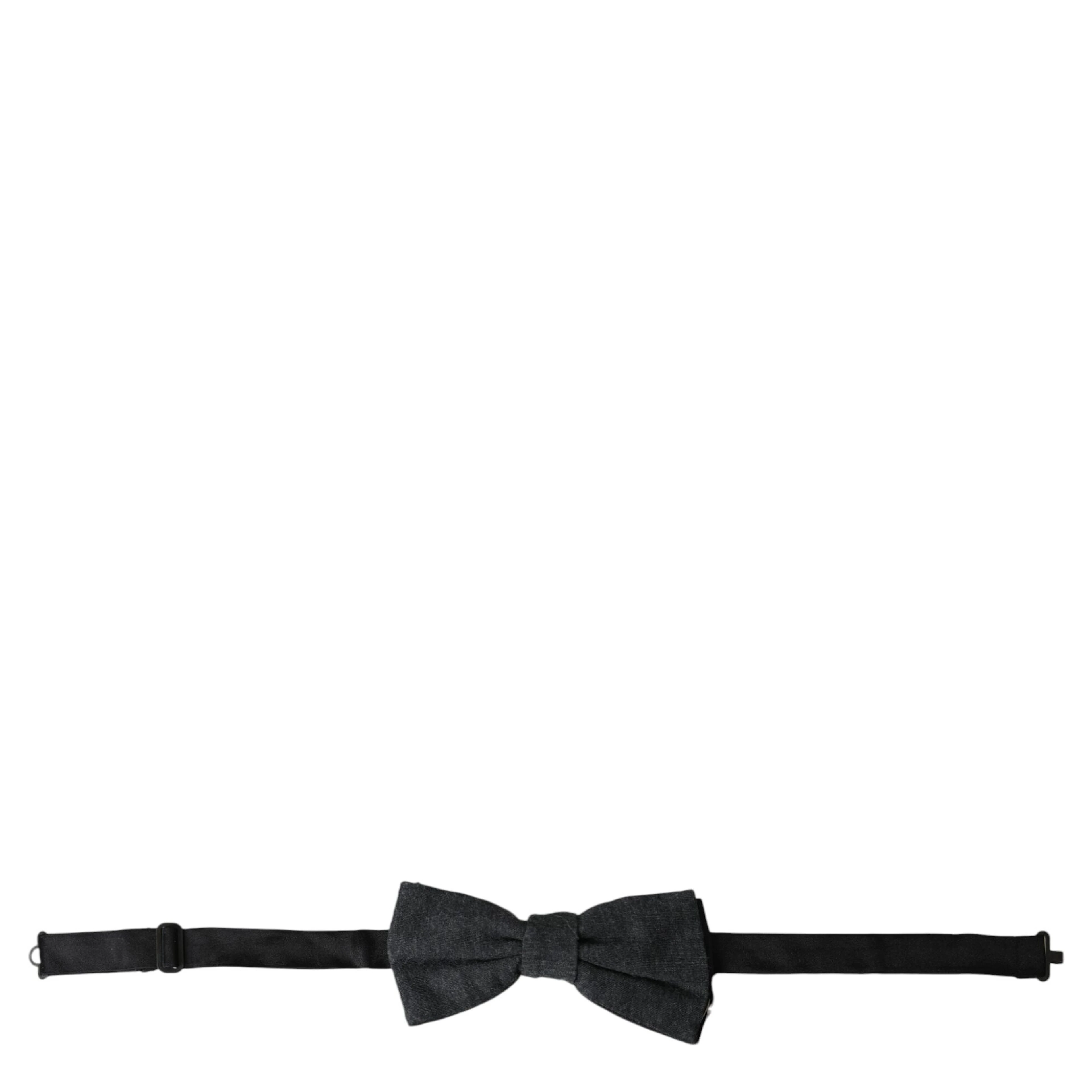 Dark Gray Silk Adjustable Neck Men Bow Tie