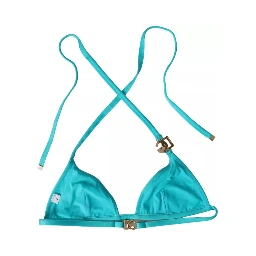 Blue Green Halter DG Logo Swimwear Beachwear Bikini Top