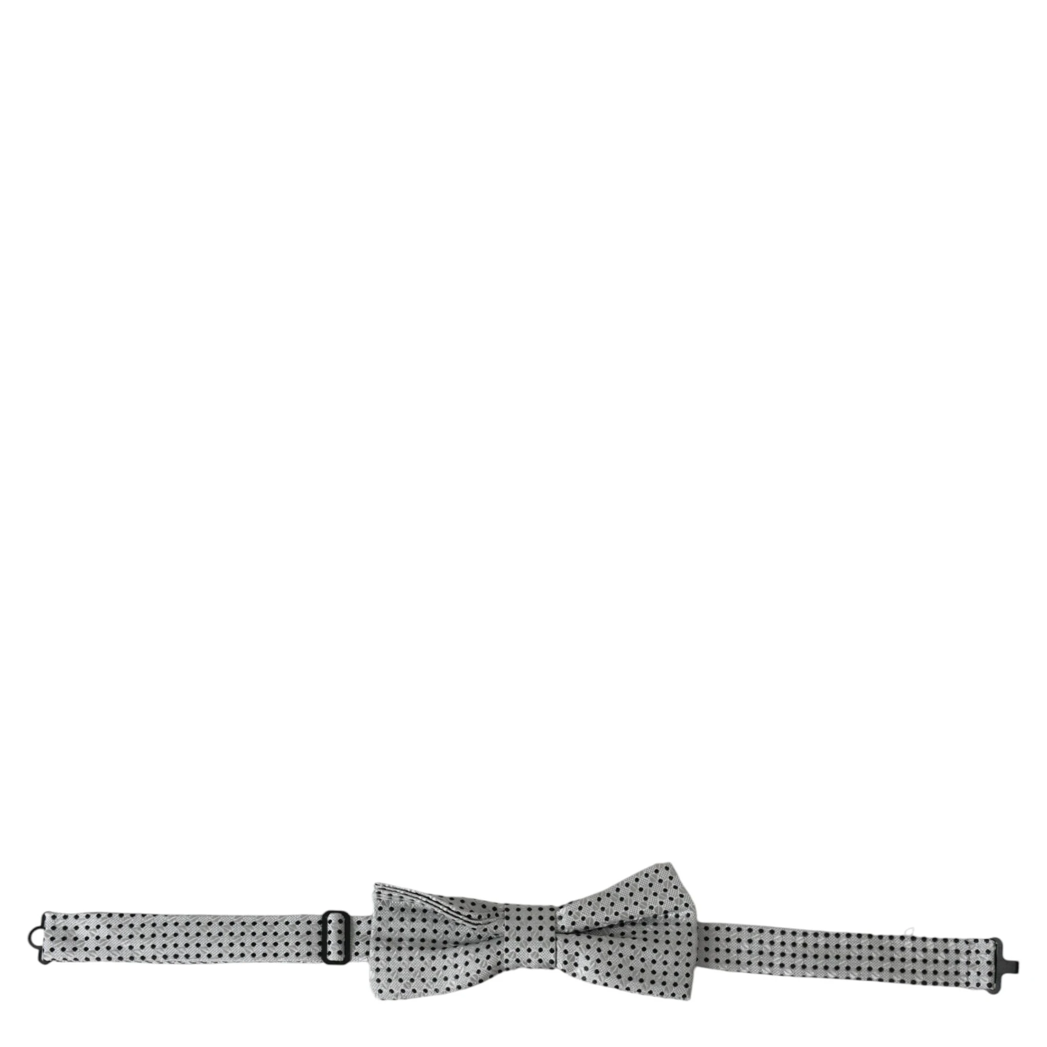 Gray Silk Polka Dot Adjustable Neck Men Papillon Bow Tie
