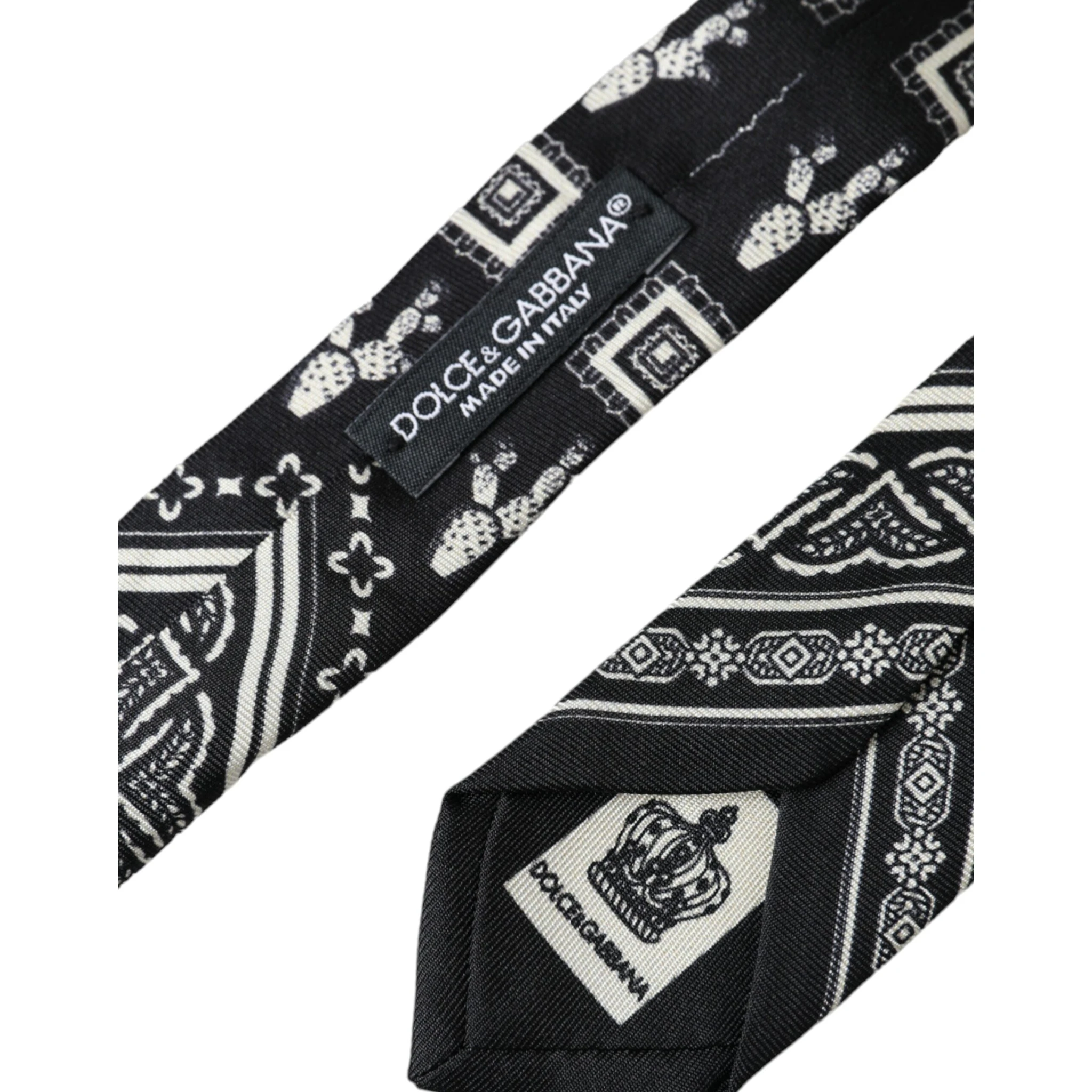 Black Patterned 100%Silk Adjustable Tie