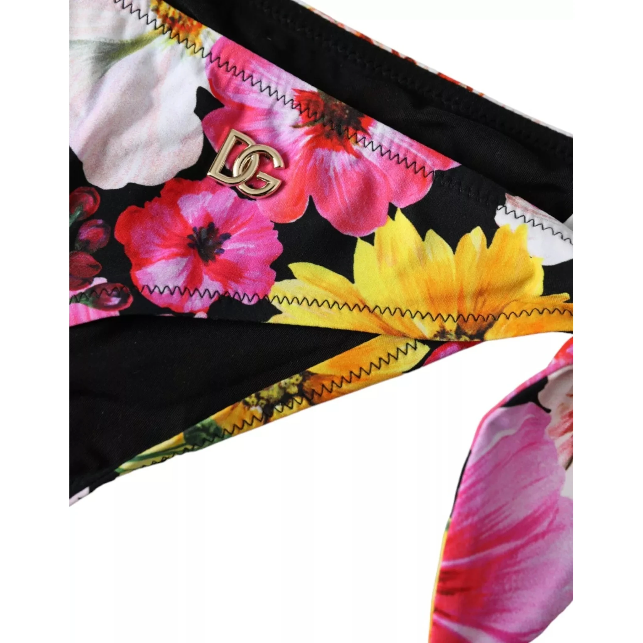 Black Floral Print Swimsuit Bikini Bottom Swimwear