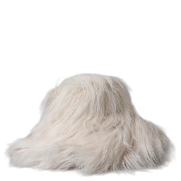 Off White Acrylic Fur Womens Bucket Hat