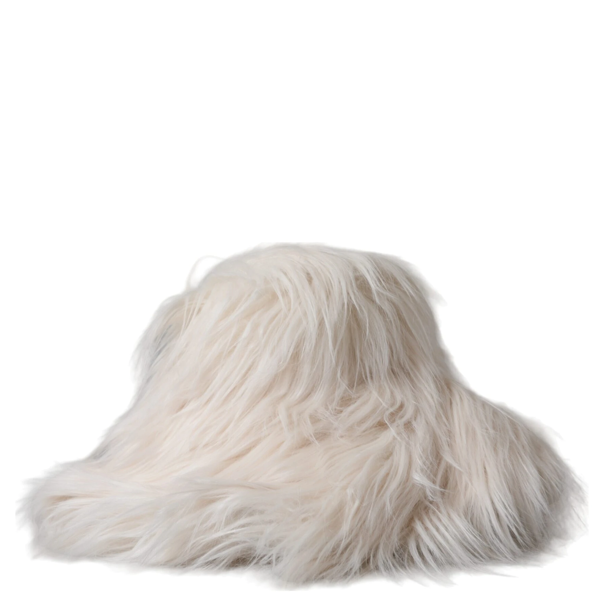 Off White Acrylic Fur Womens Bucket Hat