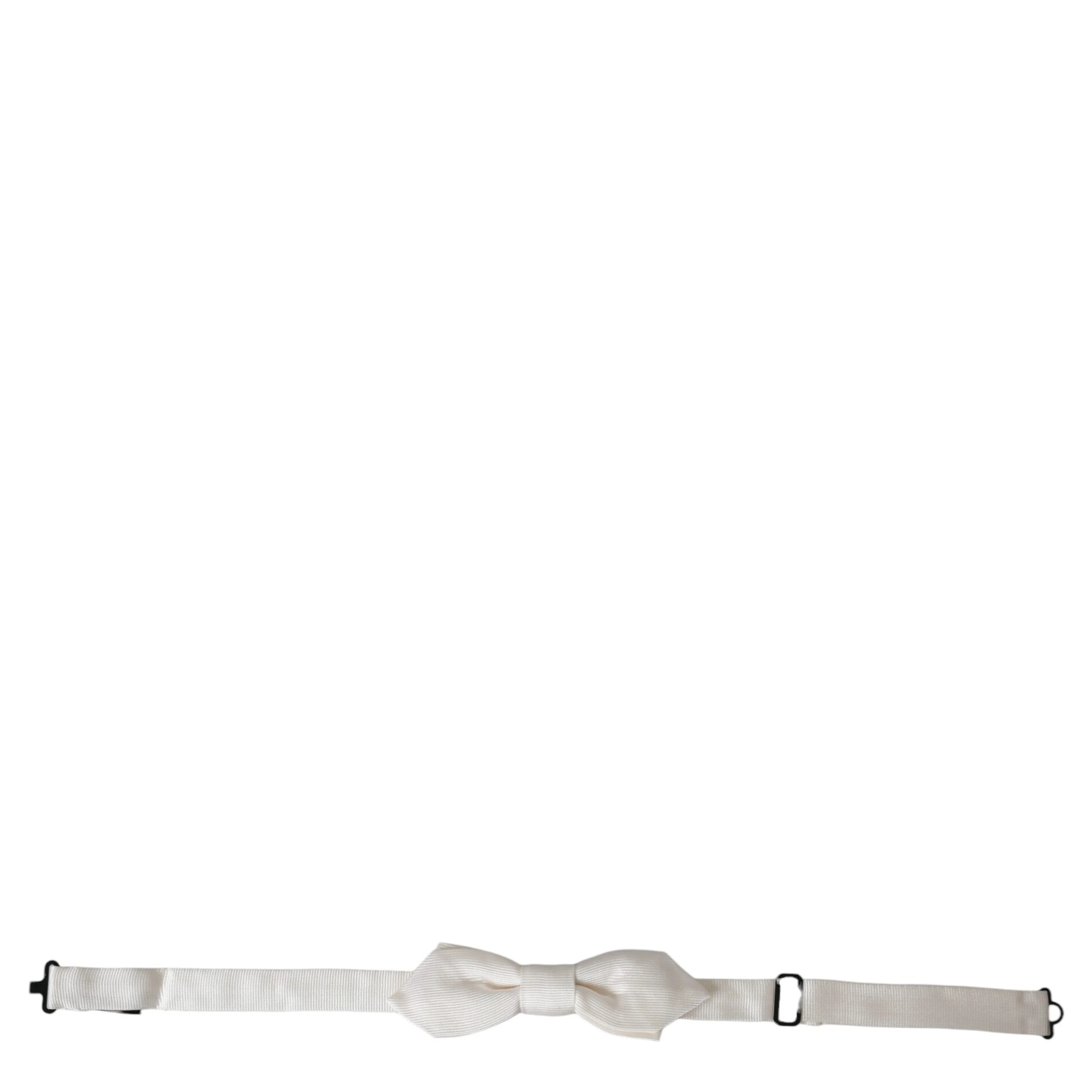 White Silk Adjustable Neck Men Papillon Bow Tie