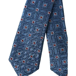 Blue Patterned 100% Silk Adjustable Men Tie