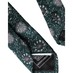 Green Floral Print Silk Adjustable Men Tie