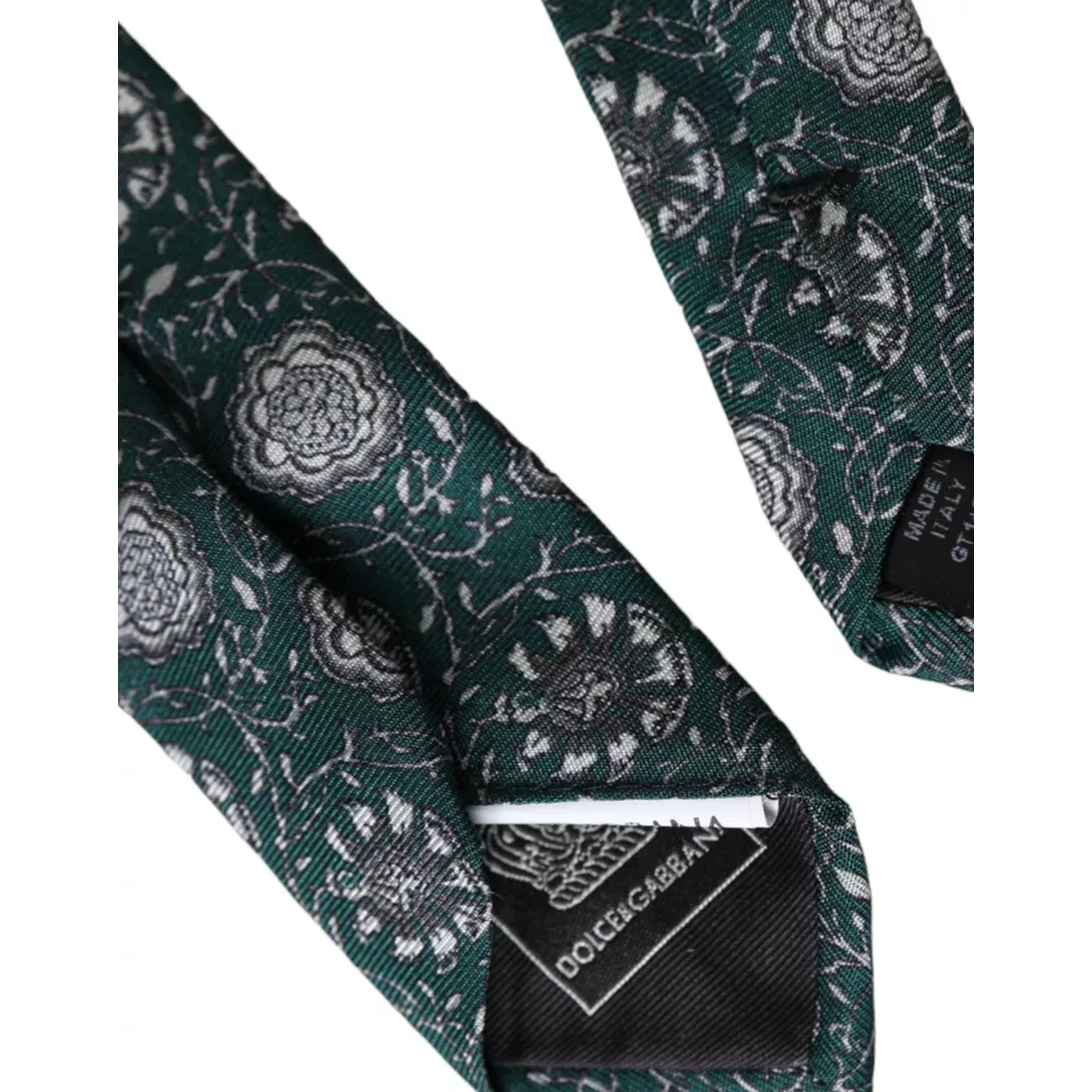 Green Floral Print Silk Adjustable Men Tie