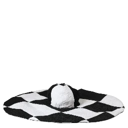 Black White Checkered Wide Brim Floppy Hat
