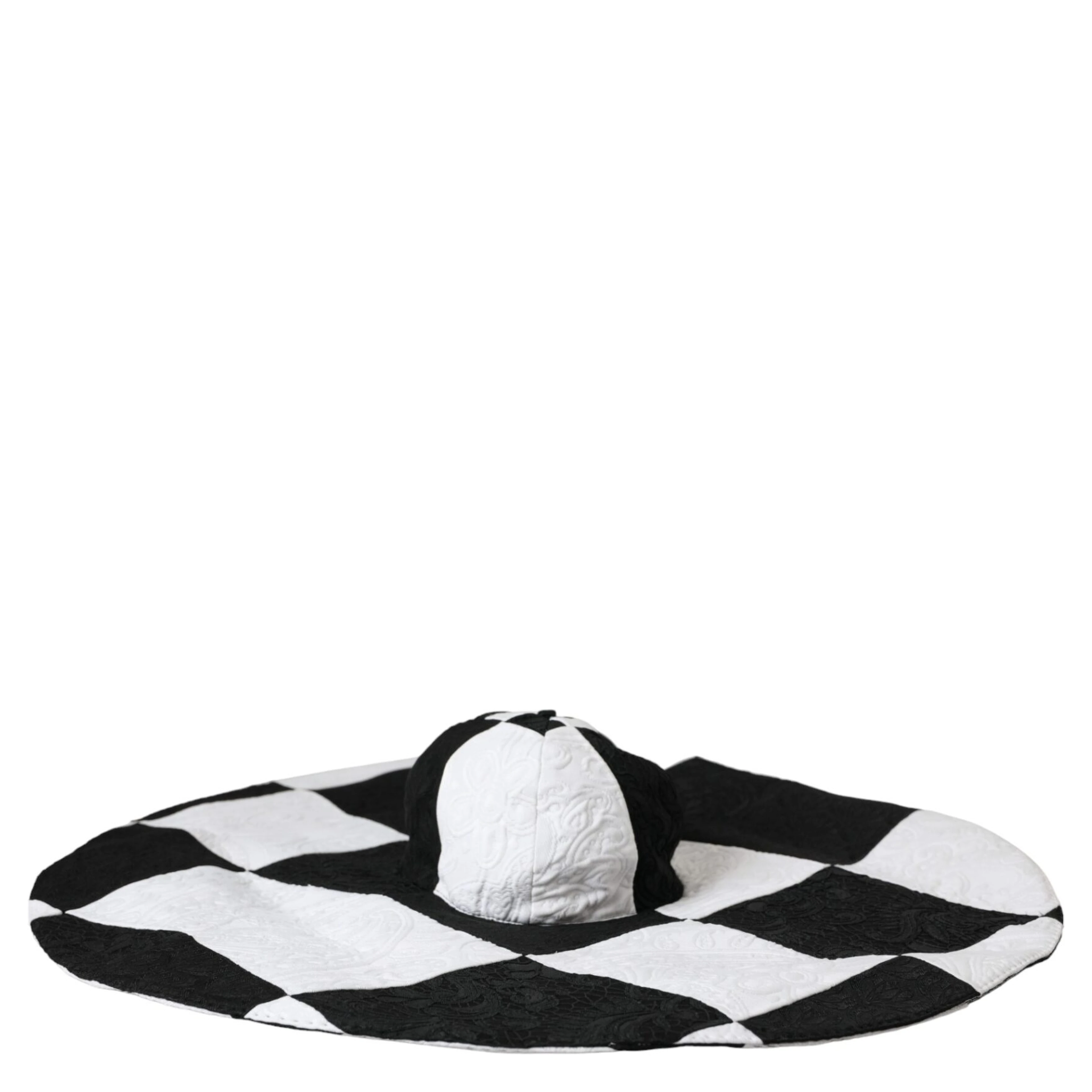 Black White Checkered Wide Brim Floppy Hat