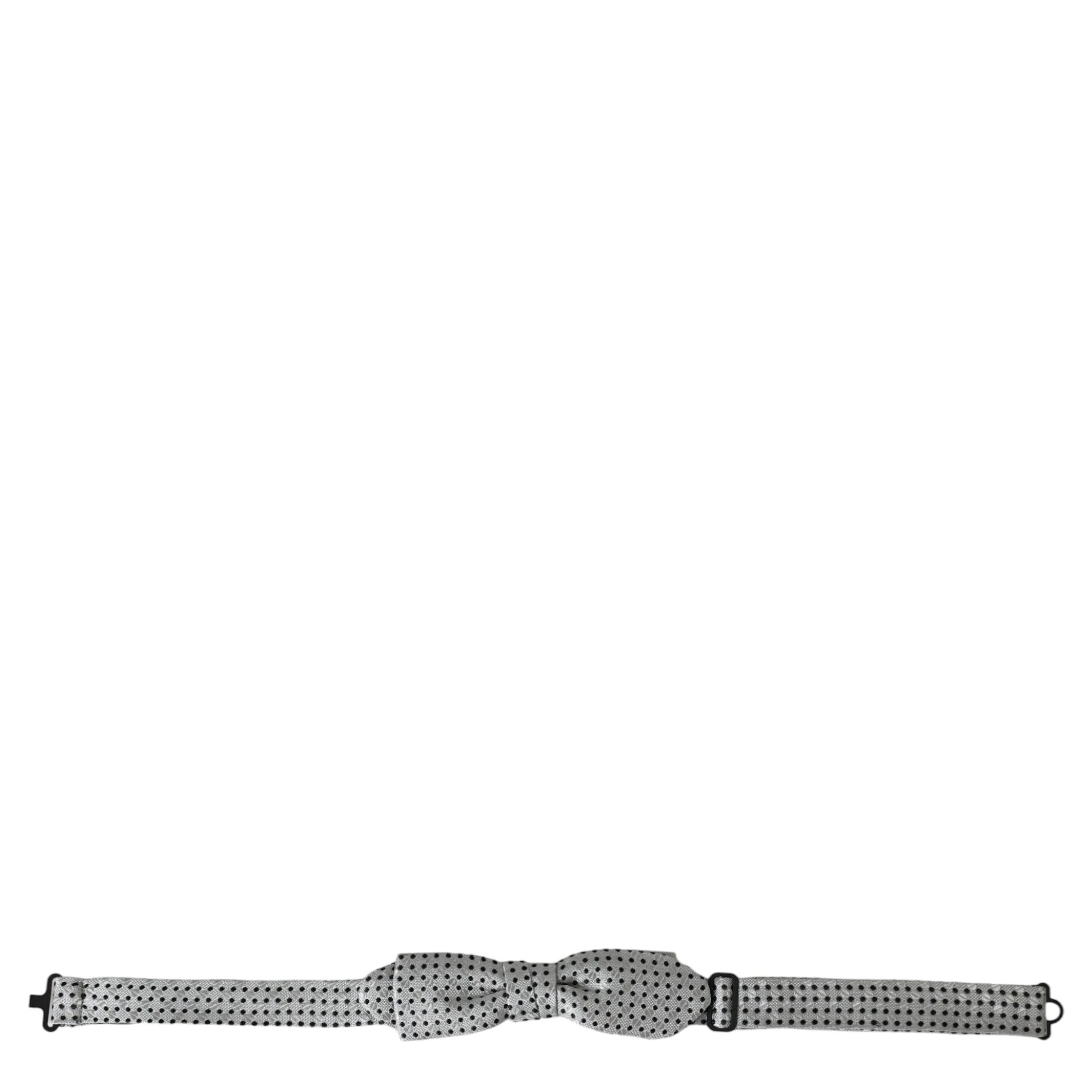 Gray Silk Polka Dot Adjustable Neck Men Papillon Bow Tie