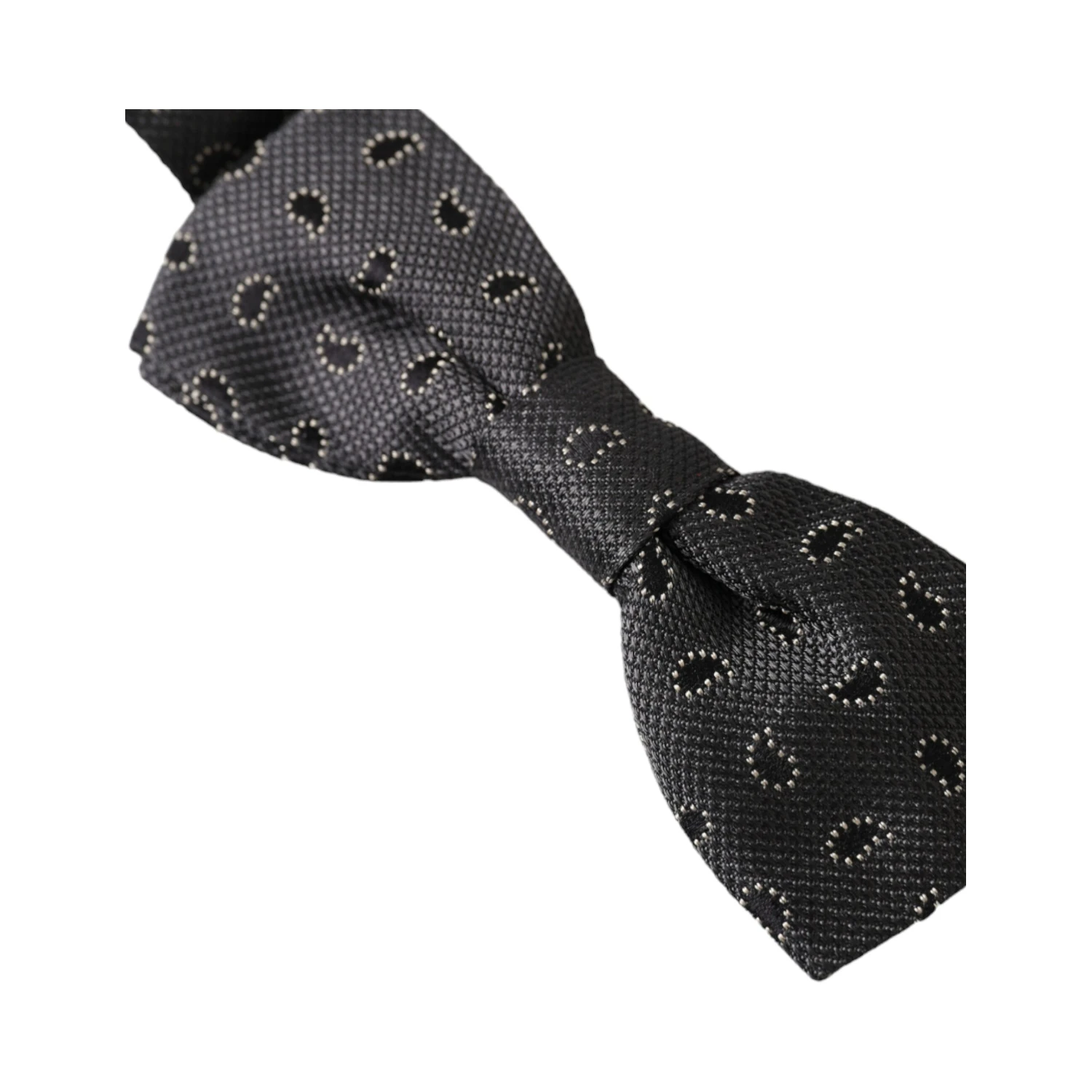 Black Silk Patterned Adjustable Neck Men Bow Tie