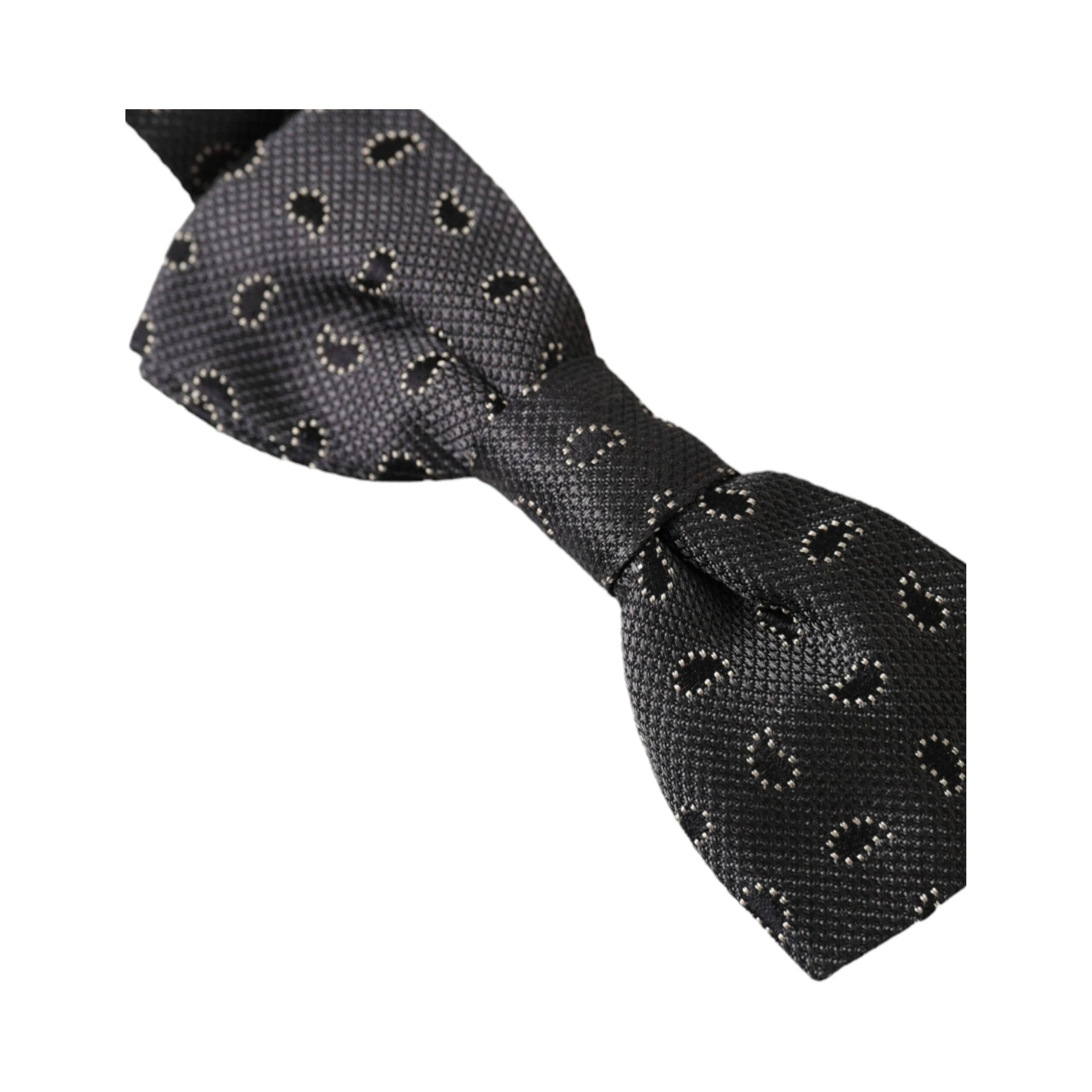 Black Silk Patterned Adjustable Neck Men Bow Tie