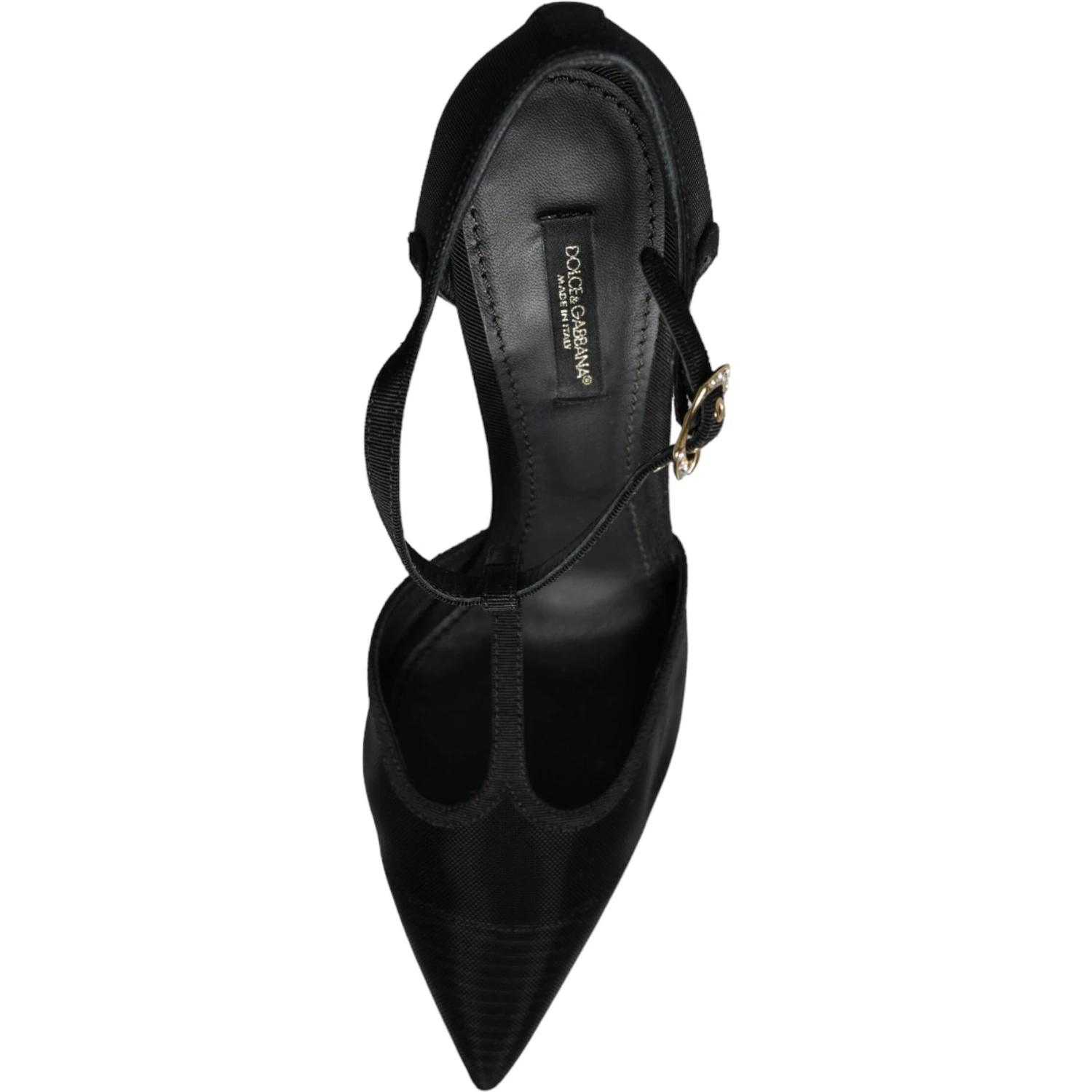 Black Mesh T-strap Stiletto High Heels Shoes