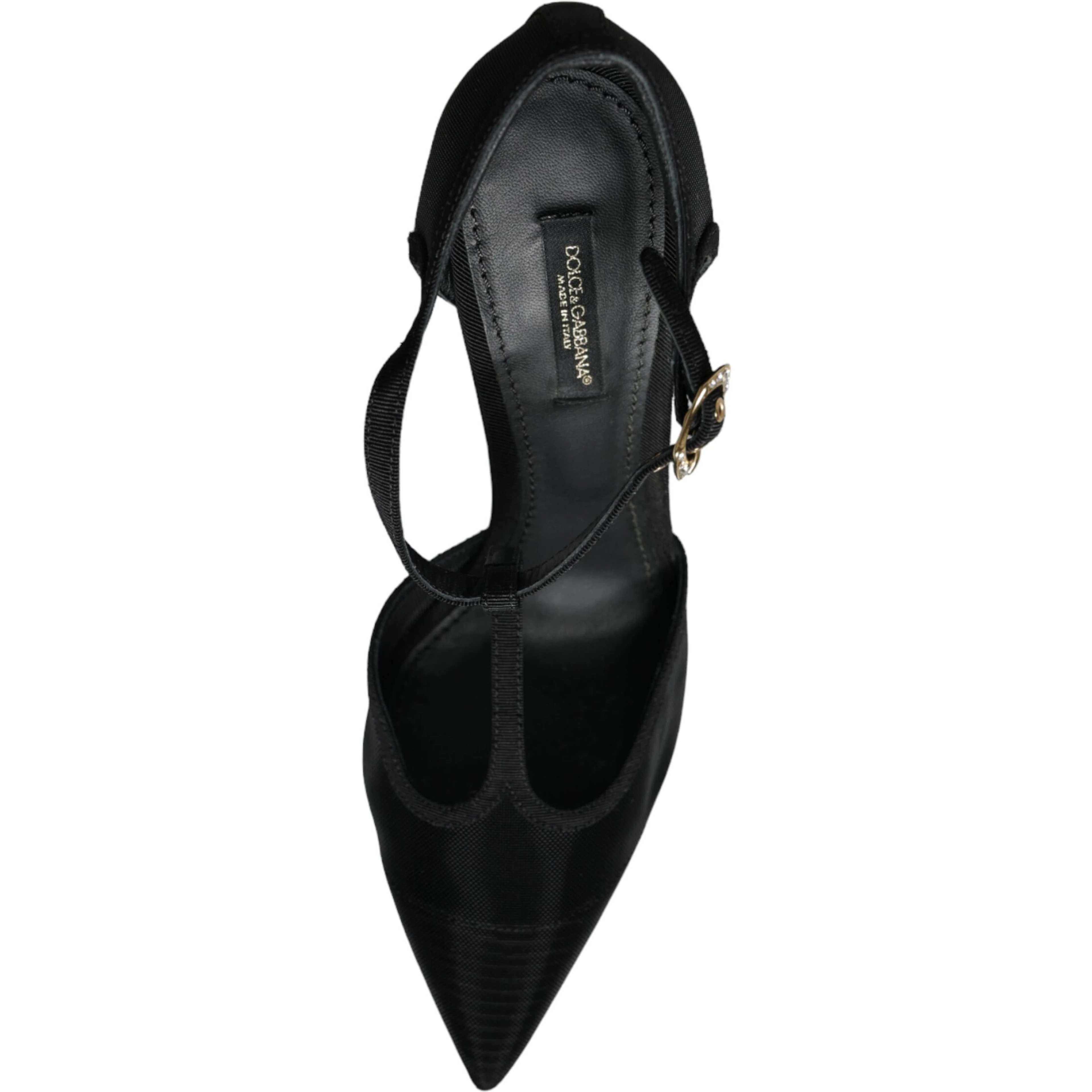 Black Mesh T-strap Stiletto High Heels Shoes