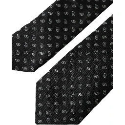 Black Jacquard Patterned Silk Adjustable Men Tie