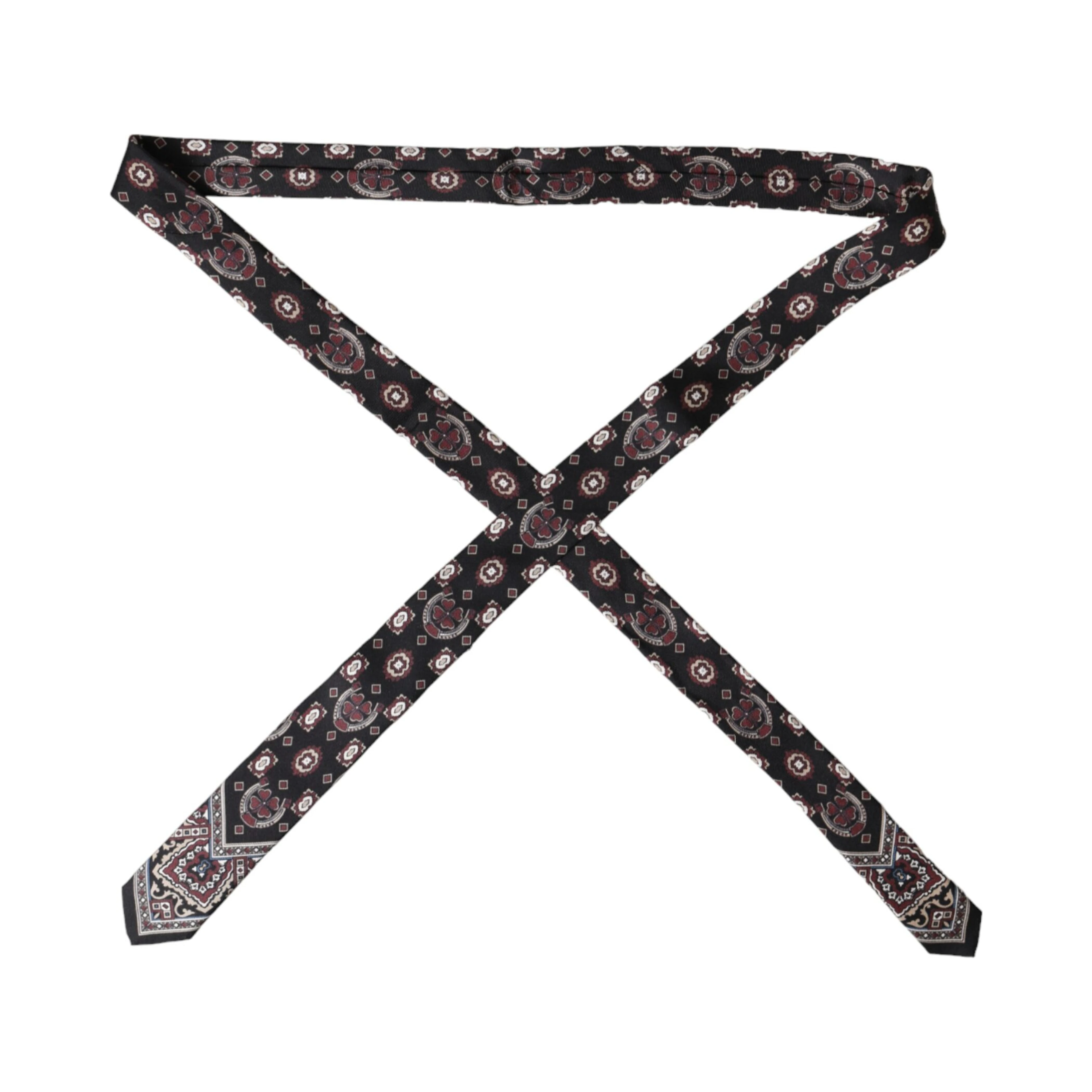 Black Printed 100% Silk Adjustable Men Tie