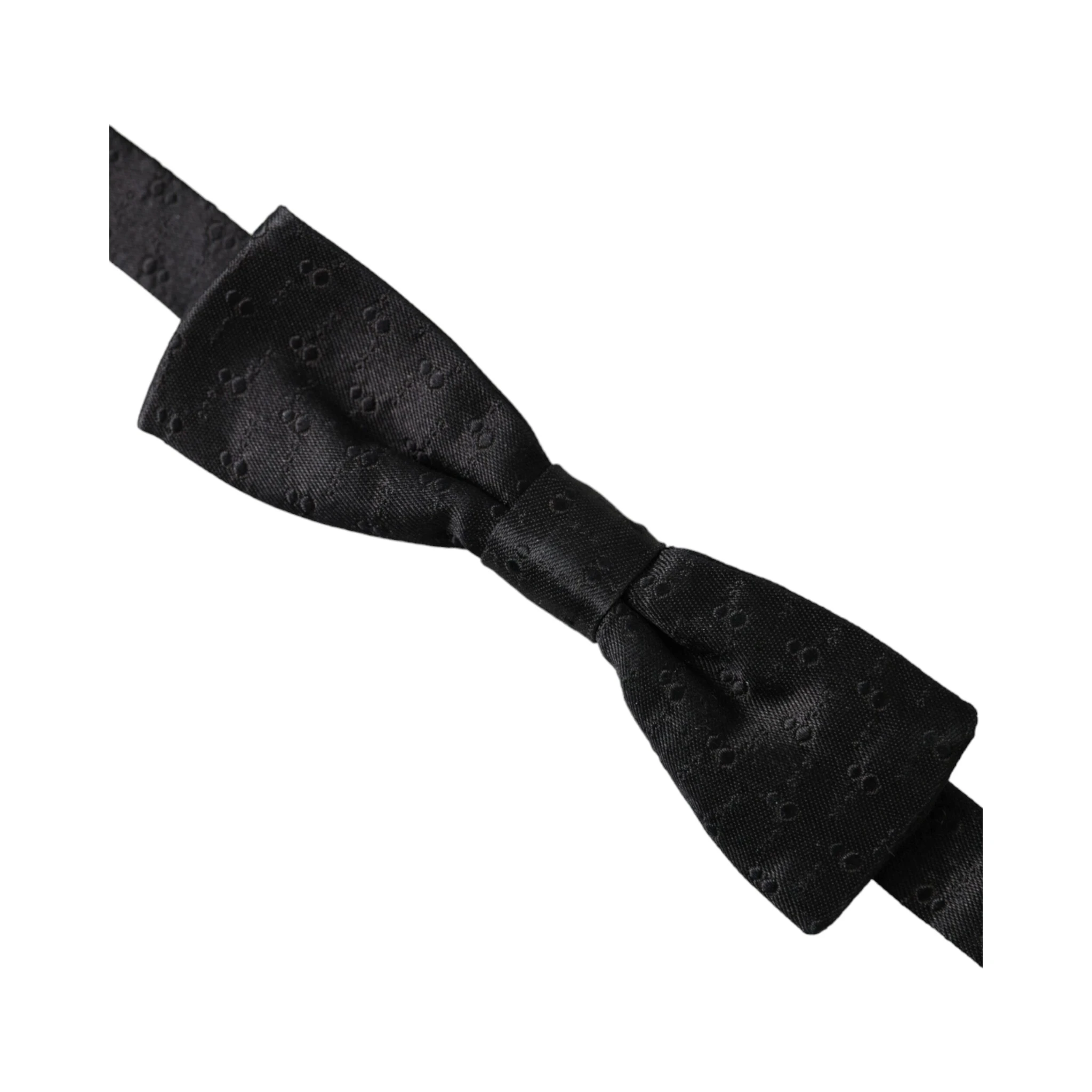 Black Silk Patterned Adjustable Neck Men Bow Tie